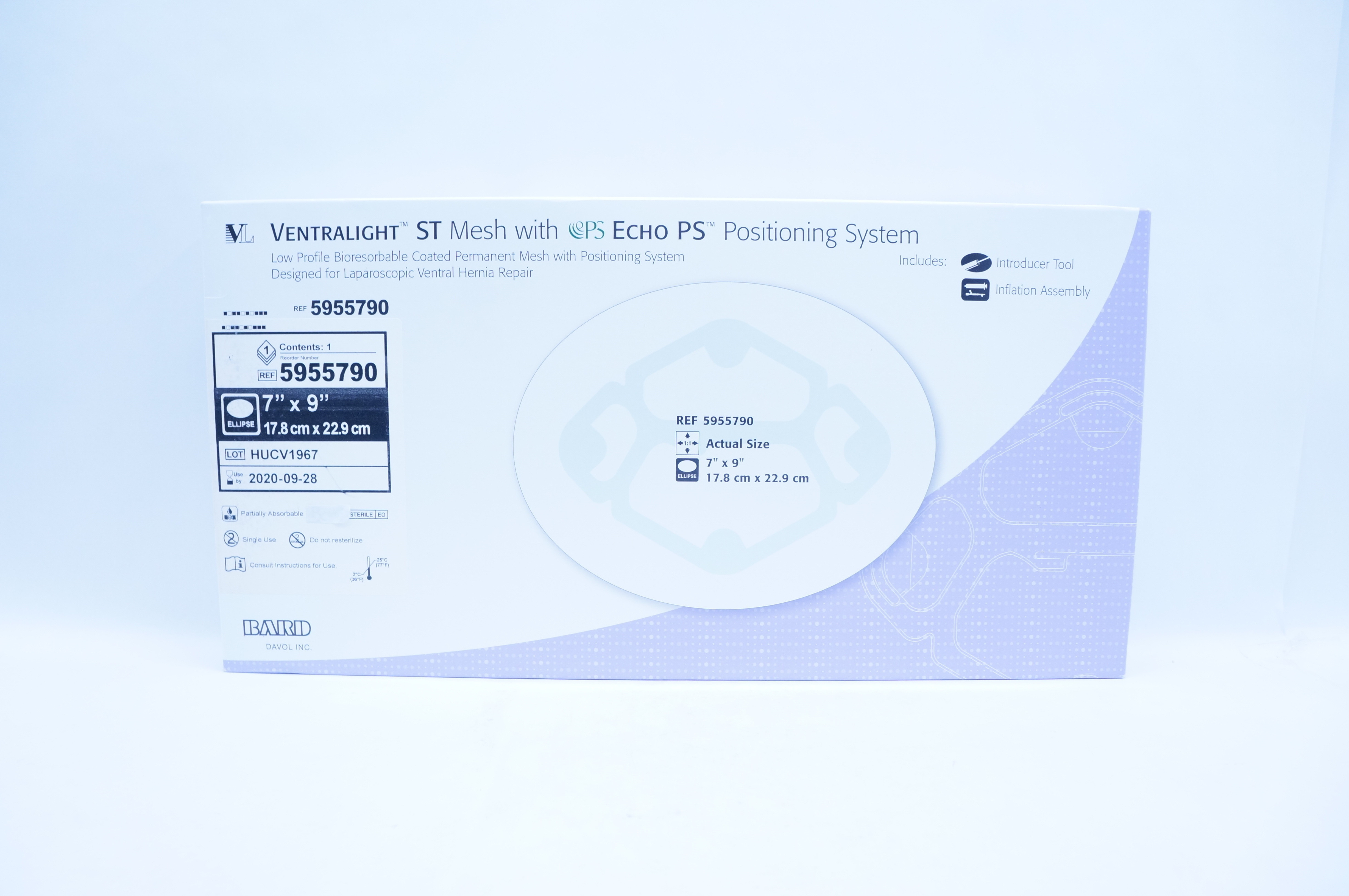 Bard 5955790 Ventralight ST Mesh With Echo PS Positioning System 7 x 9 inch (x)
