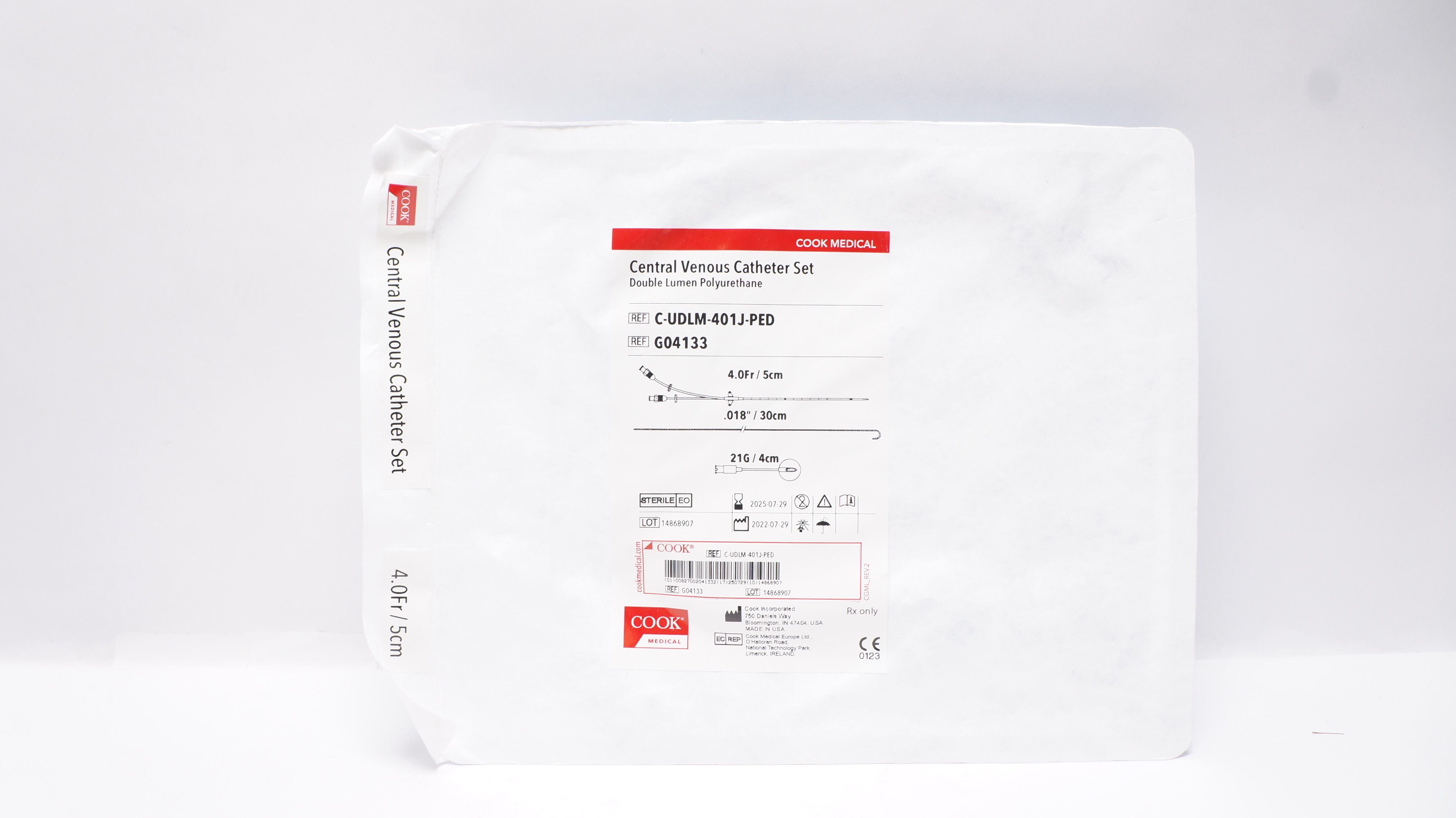 Cook Medical G04133 Central Venous Cath. Set 4.0Fr x .018 inch x 21G