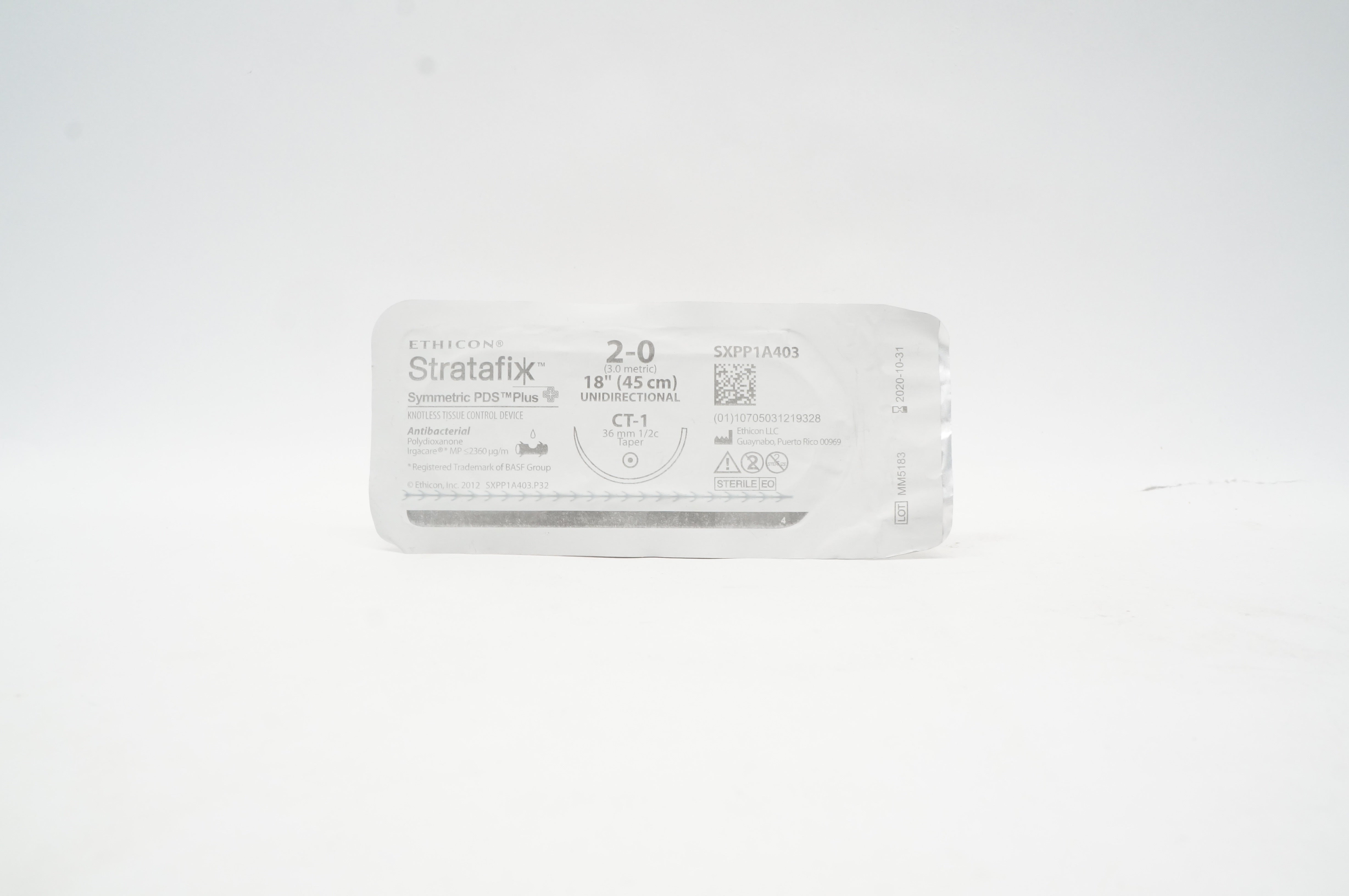 Ethicon SXPP1A403 2-0 Stratafix Symmetric PDS Plus, CT-1 36mm 1/2c 18 inch (x)
