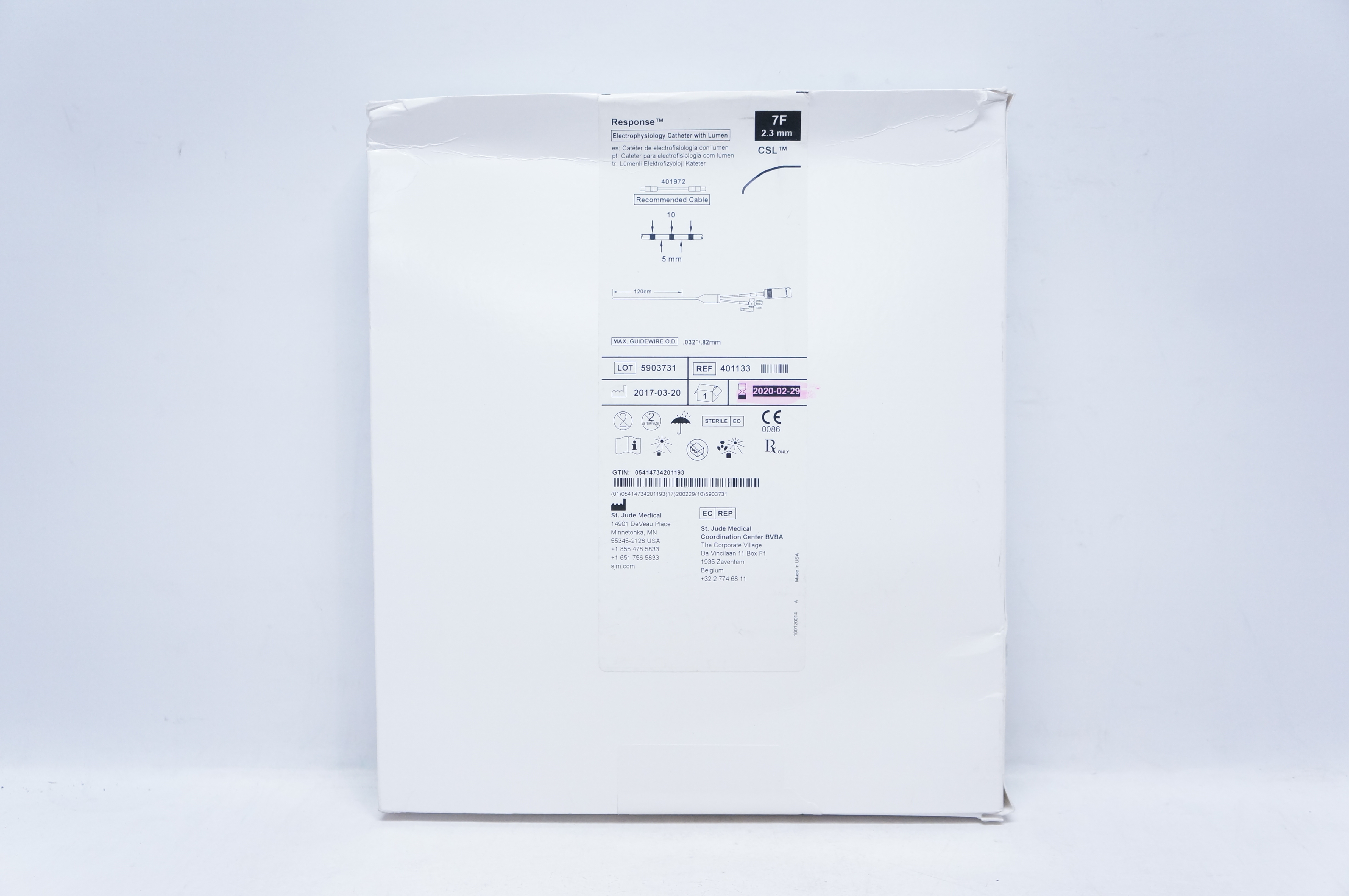 St. Jude Medical 401133 Response Electrophysiology Cath. with Lumen 7F, CSL (x)