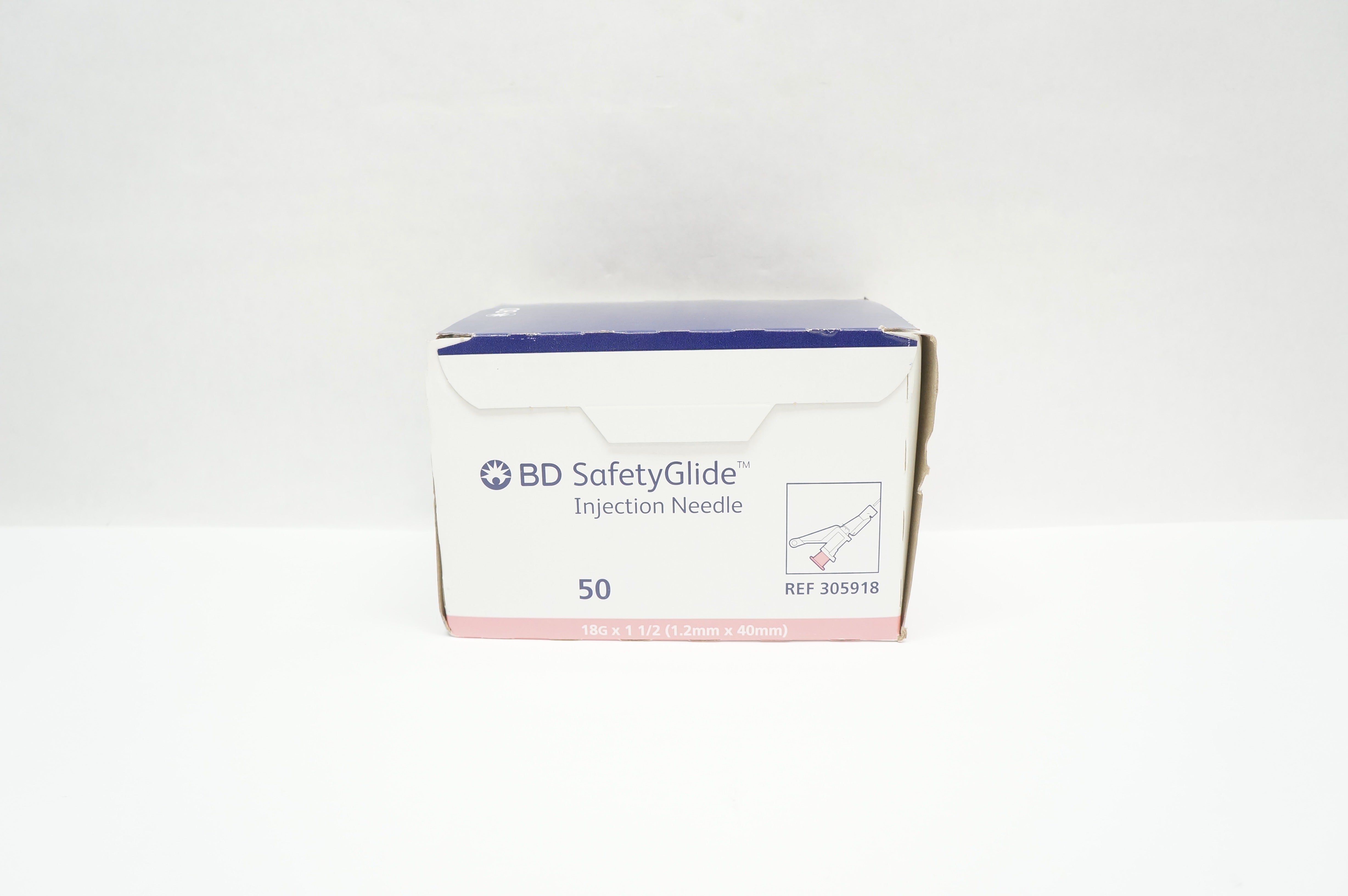 BD 305918 SafetyGlide Ndle 18G x 1-1/2 inch - Box of 50