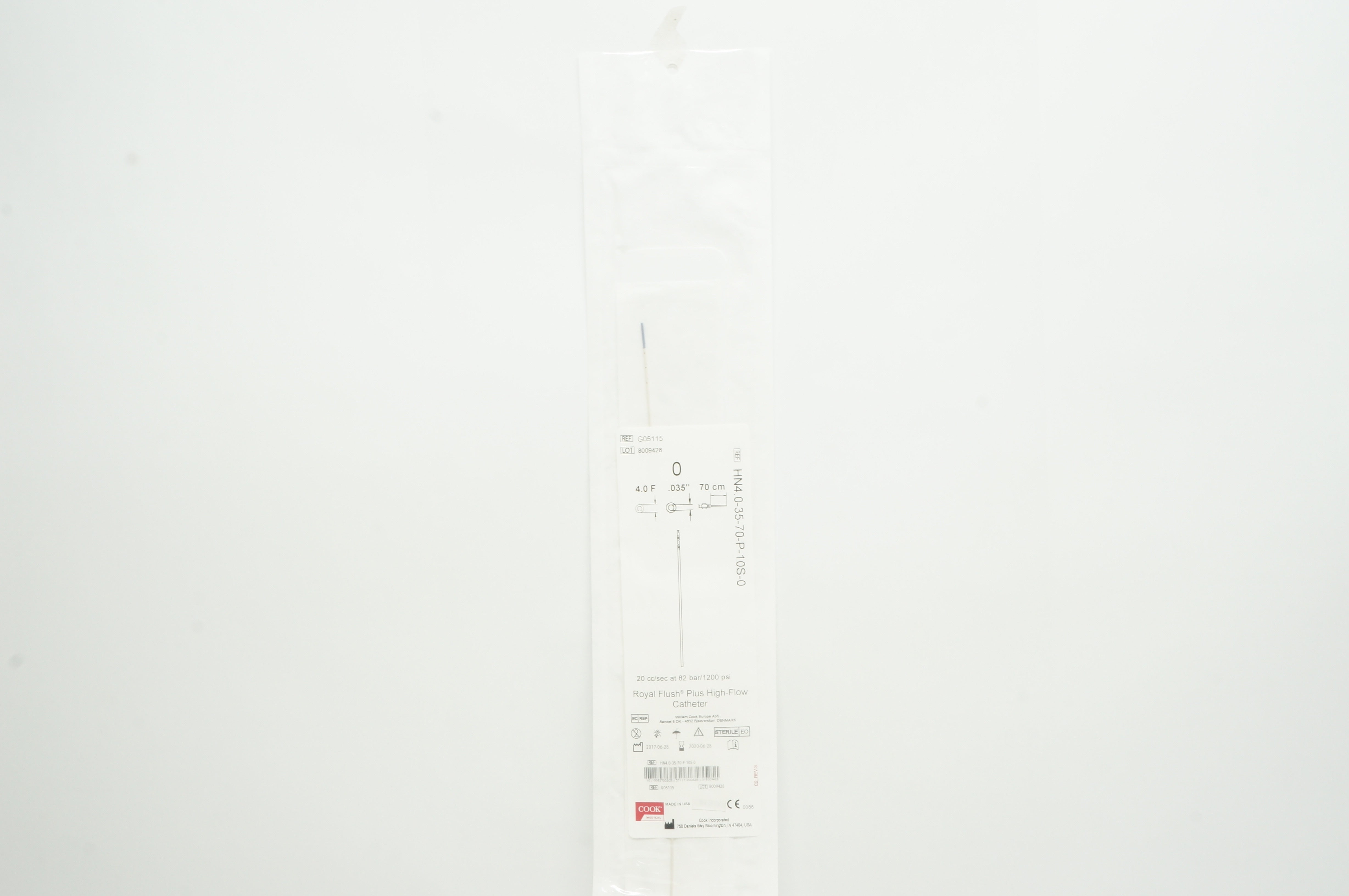 Cook Medical G05115 Royal Flush Plus High-Flow Cath. 0 4.0F x .035in. x 70cm (x)