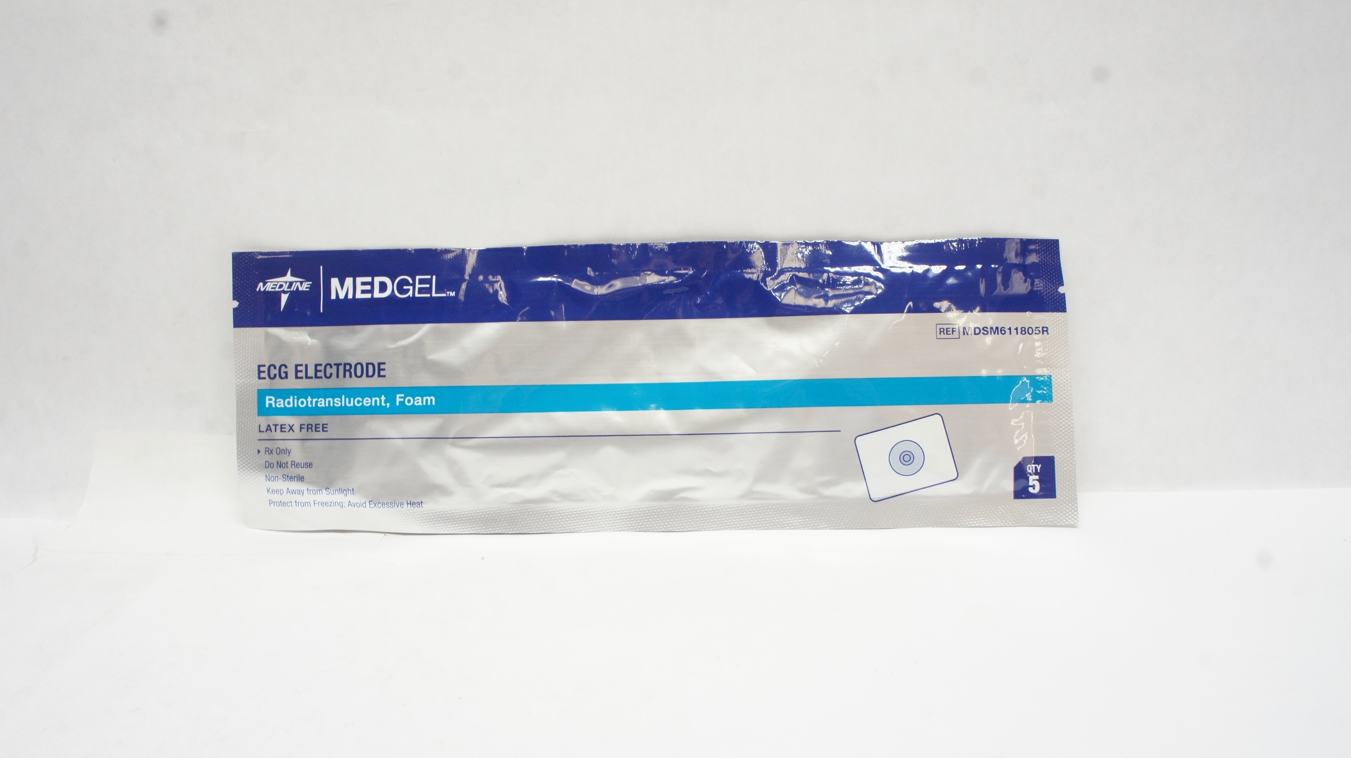 Medline MDSM611805R ECG Electrode Radiotranslucent, Foam - Pack of 5
