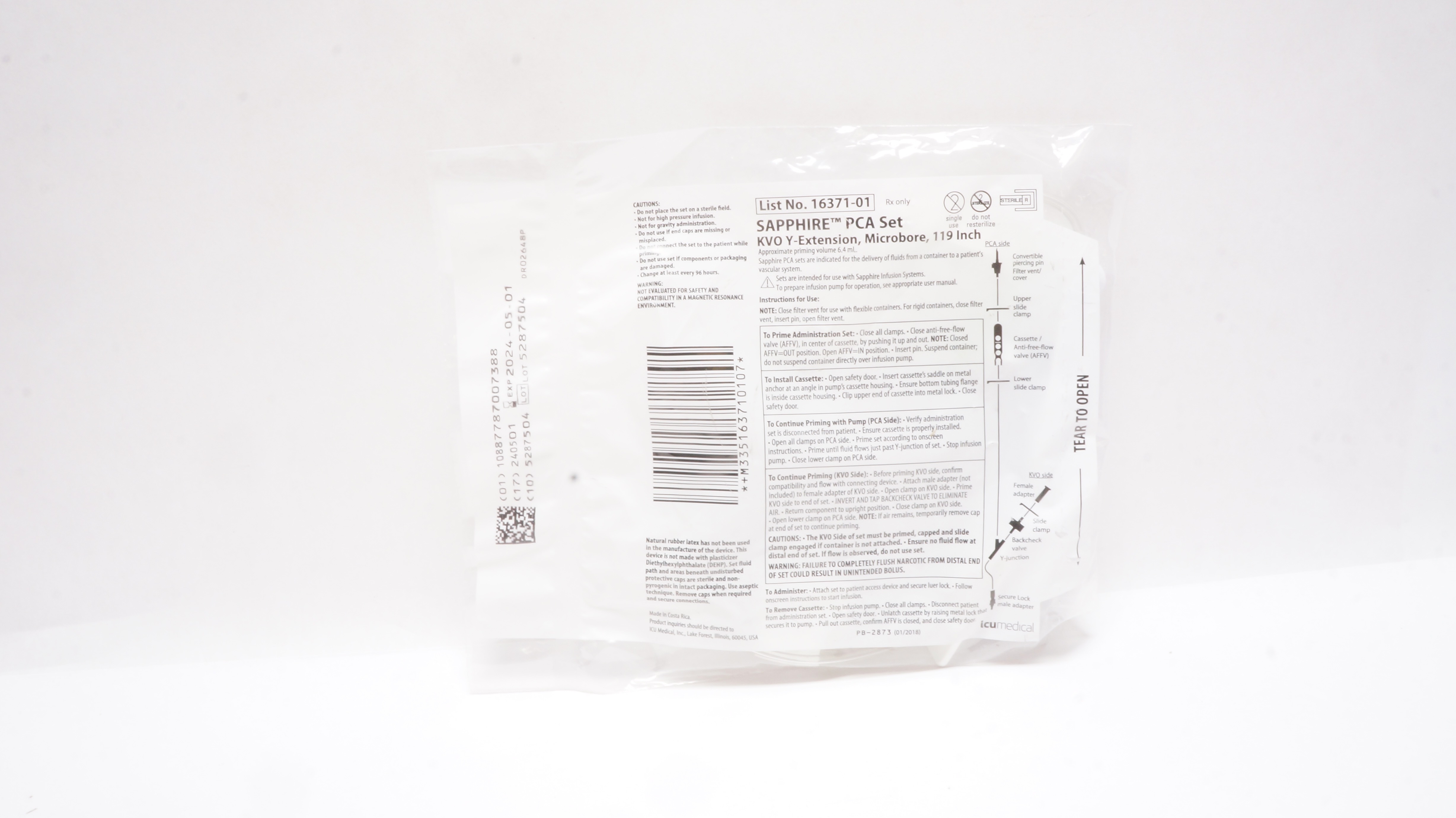 Icu Medical 16371-01 Sapphire PCA Set