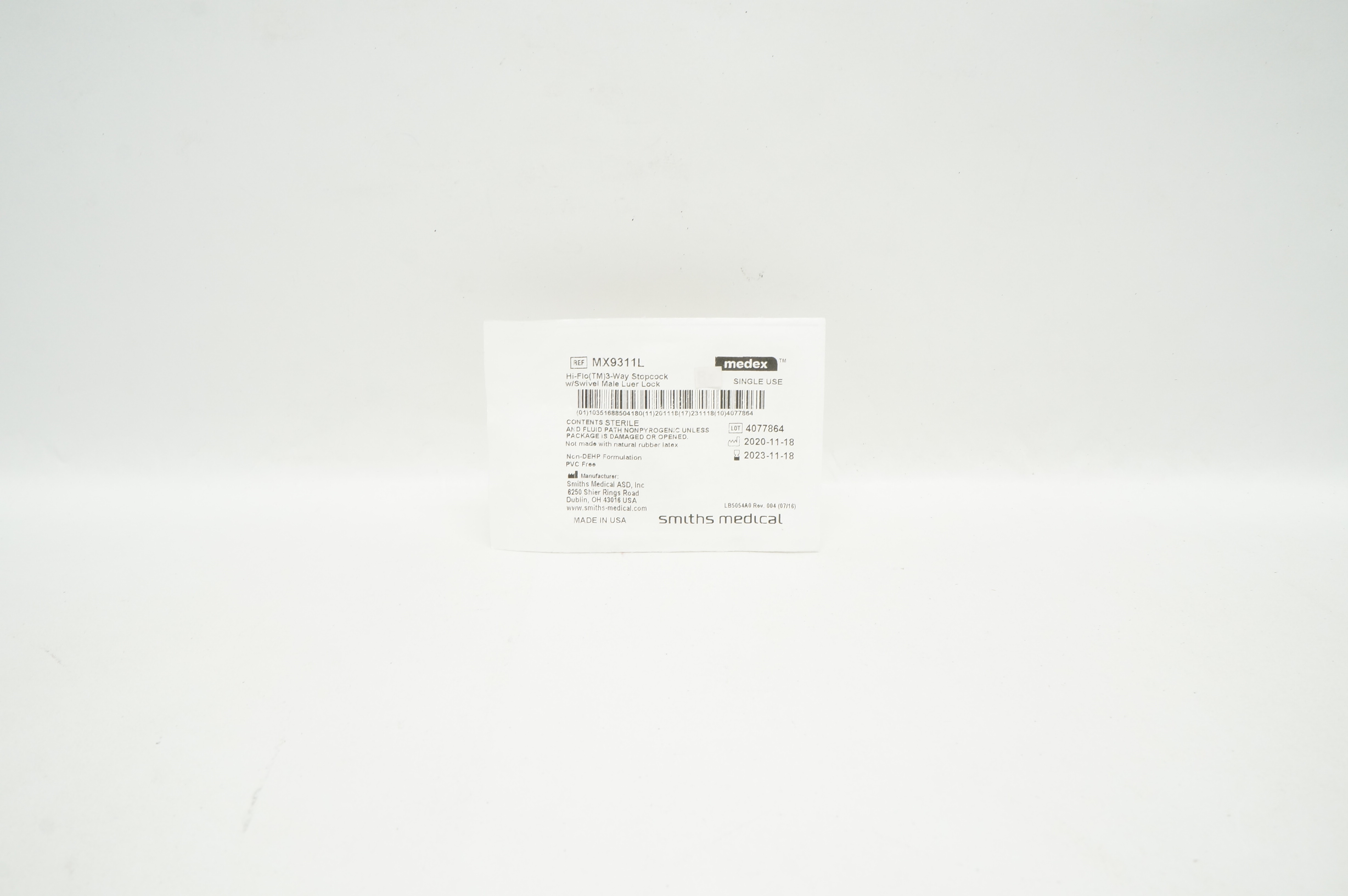 Smiths Medical MX9311L Hi-Flow 3-Way Stopcock W/Swivel Male Luer Lock (x)