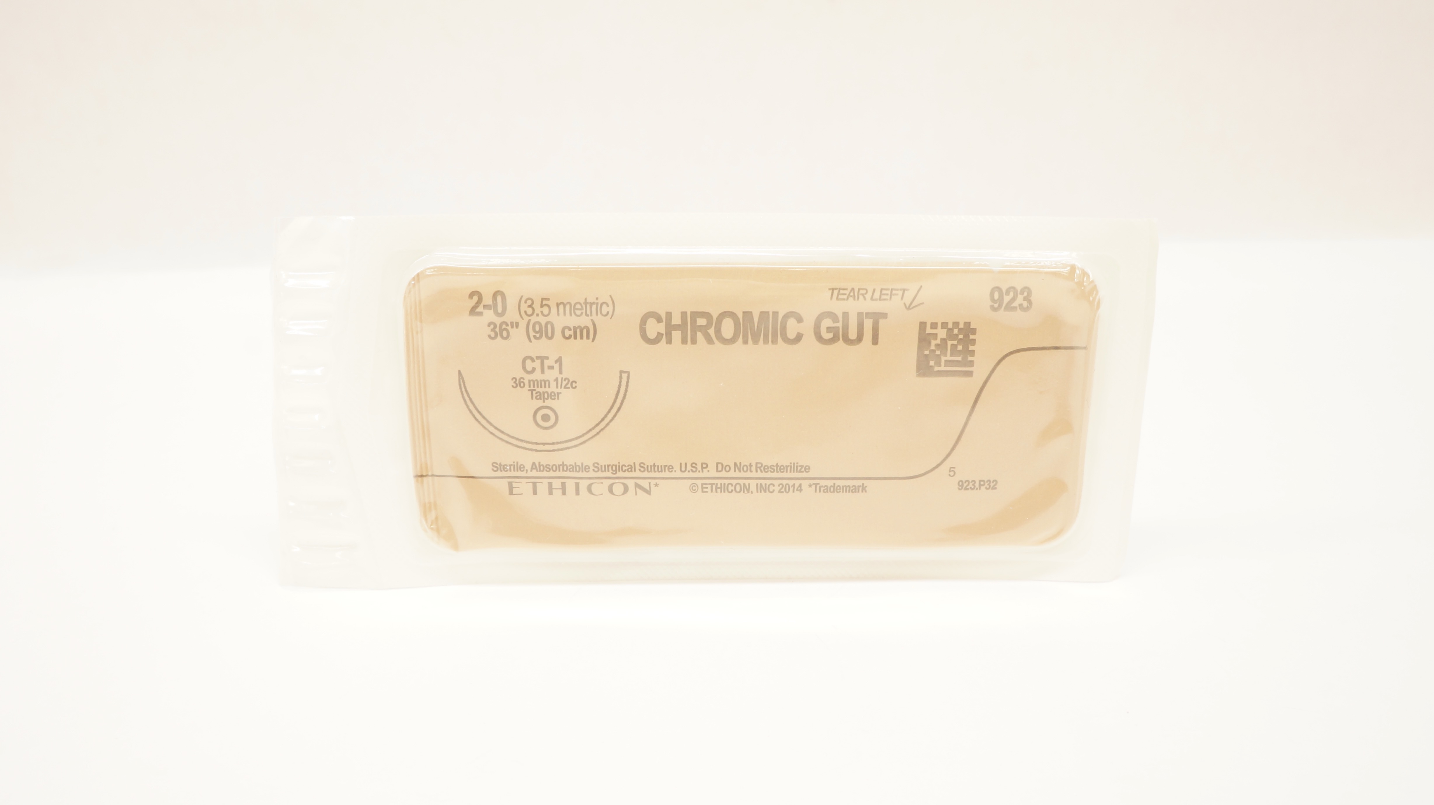 Ethicon 923 2-0 CHROMIC GUT CT-1 36mm 1/2 Taper 36inch (x)