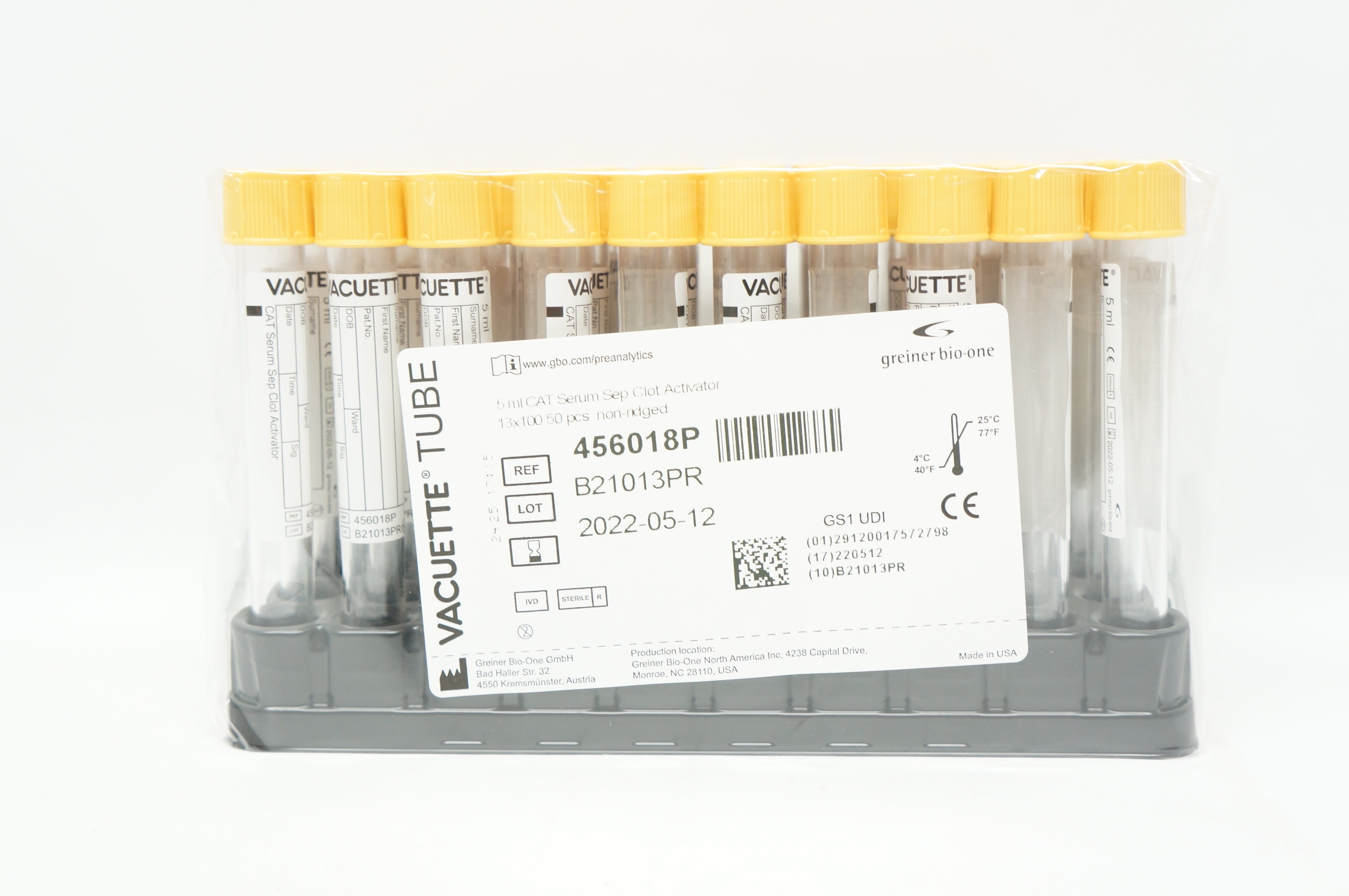Greiner Bio-One 456018P Vacuette Tube 5ml - Pack of 50