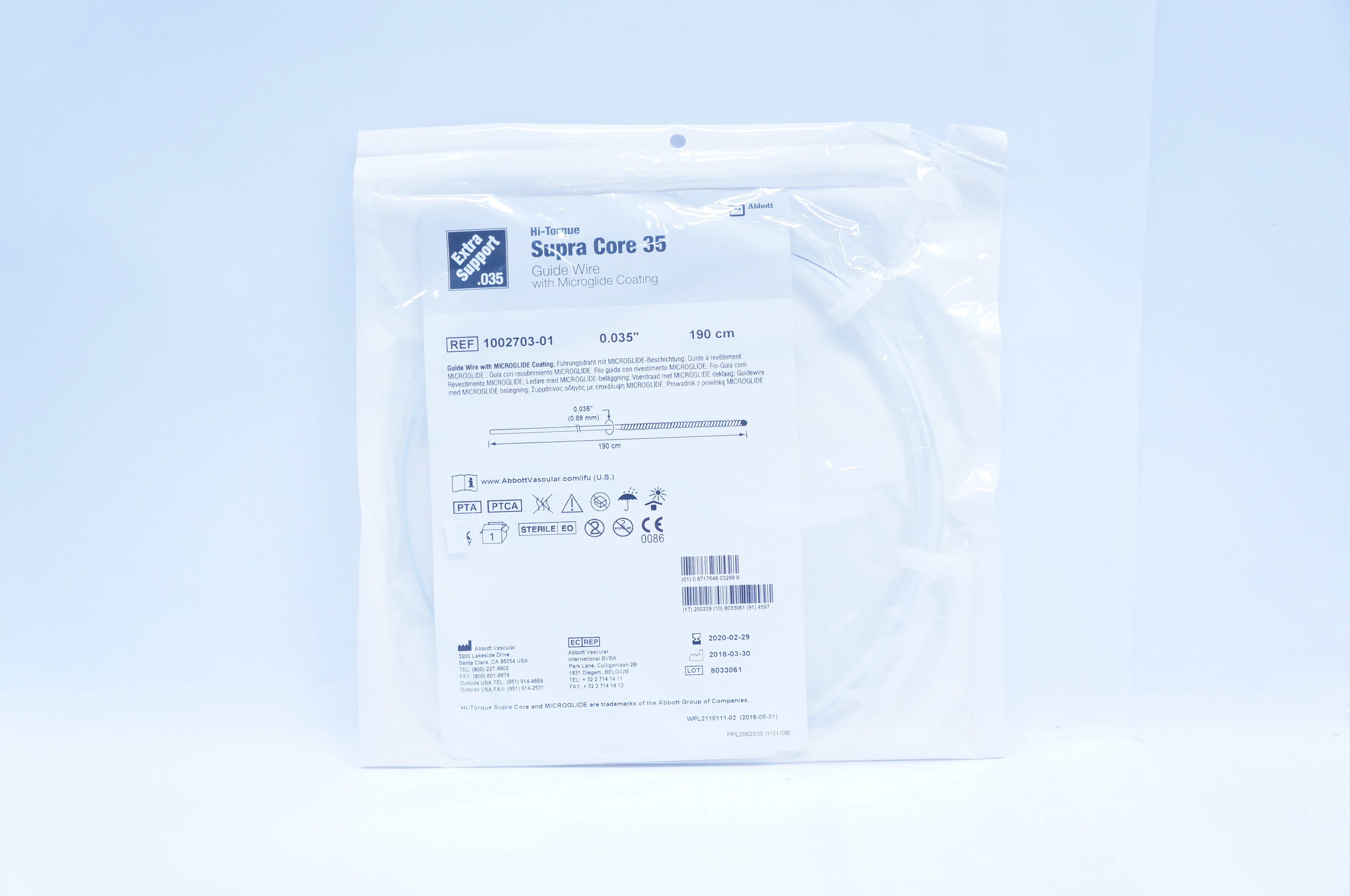 Abbott 1002703-01 Hi-Torque Supra Core 35 Guide Wire 0.035inch x 190cm (x)