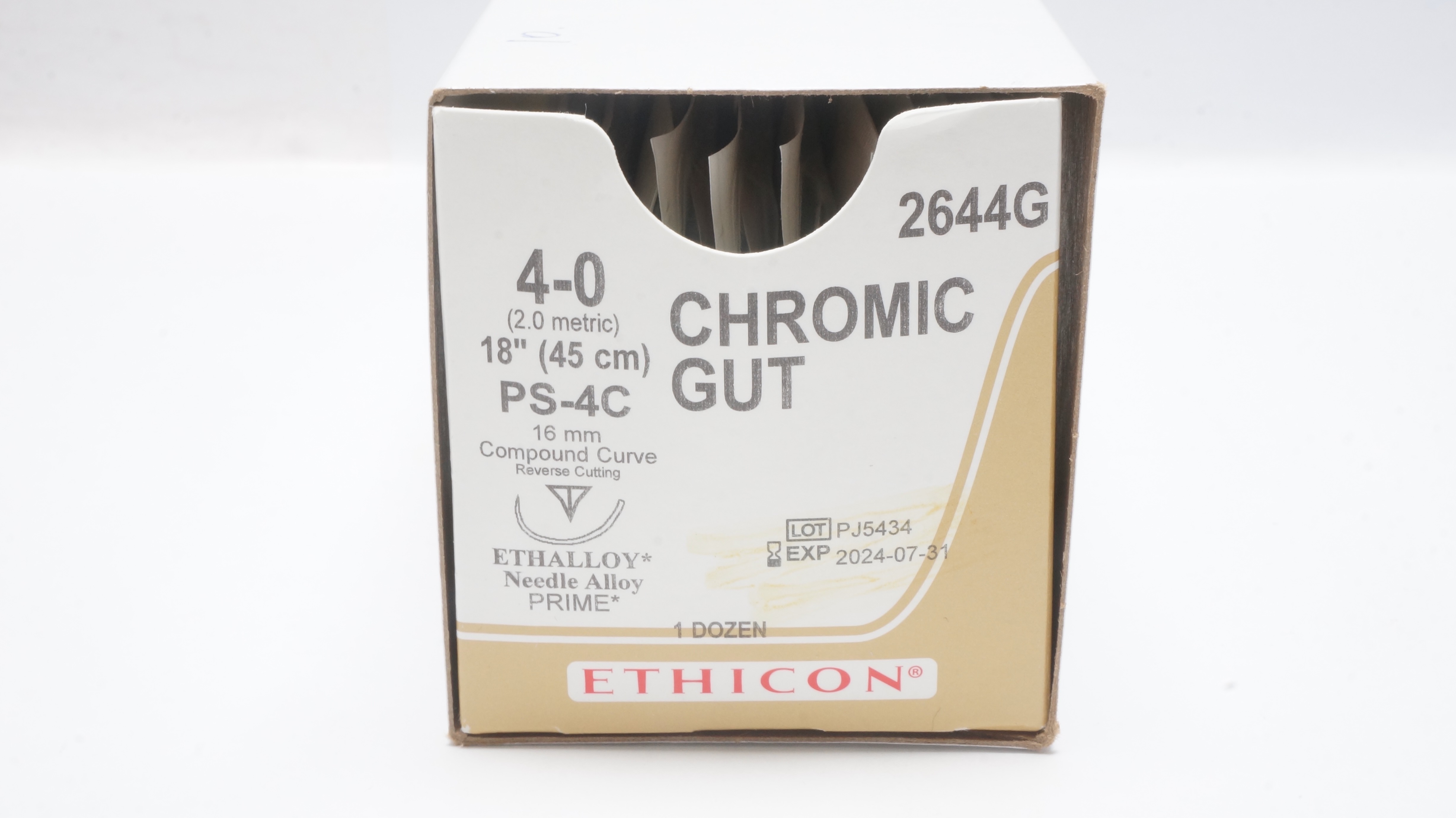 Ethicon 2644G 4-0 Chromic Gut PS-4C 16mm Reverse Cutting 18inch (x) - Box of 10