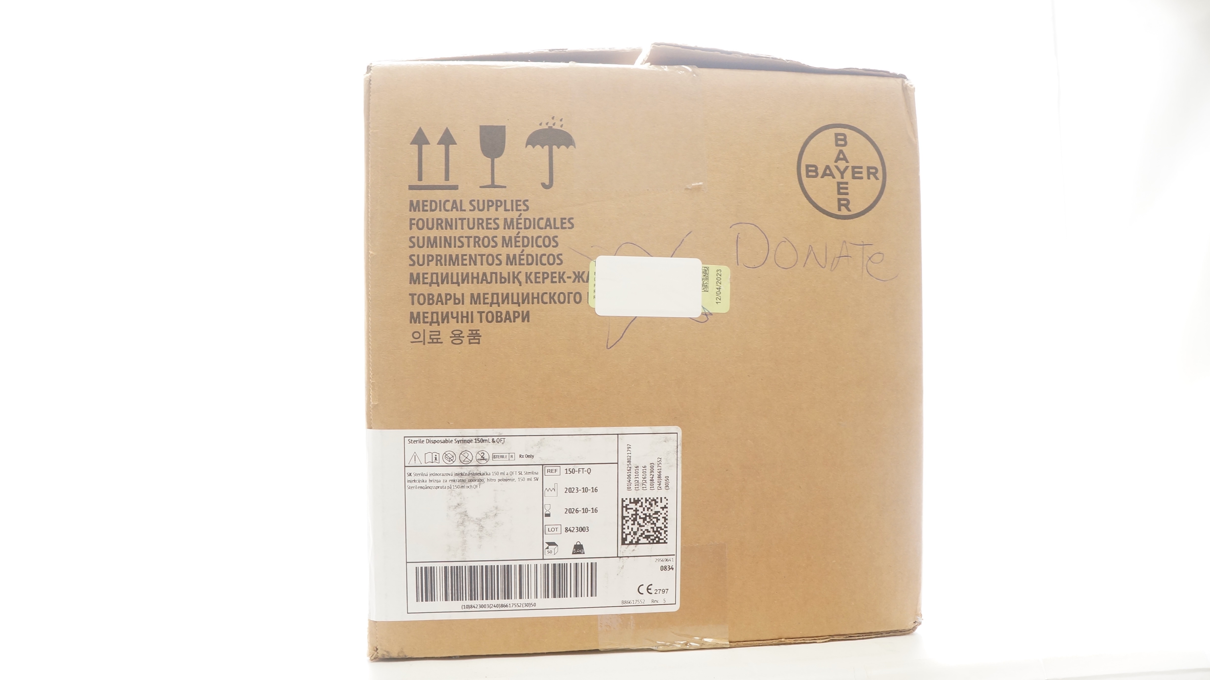 Bayer 150-FT-Q Sterile Disposable Syringe 150ml & QFT - Case of 50