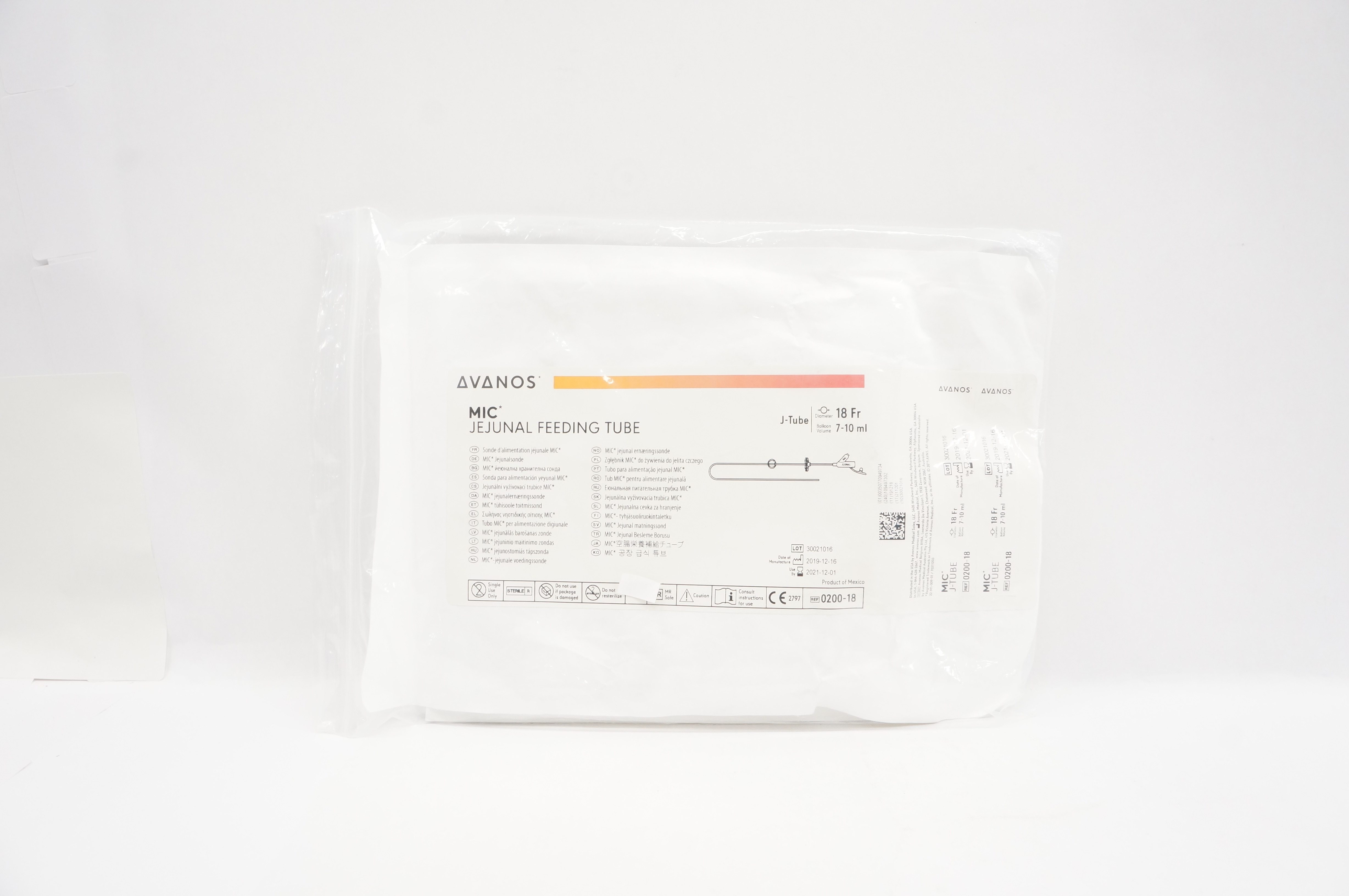 Avanos 0200-18 Jejunal Feeding Tube J-Tube 18Fr x 7-10 ml (x)