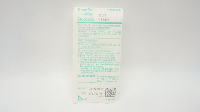 Braun D201 455991 Discofix 3-Way Stopcock