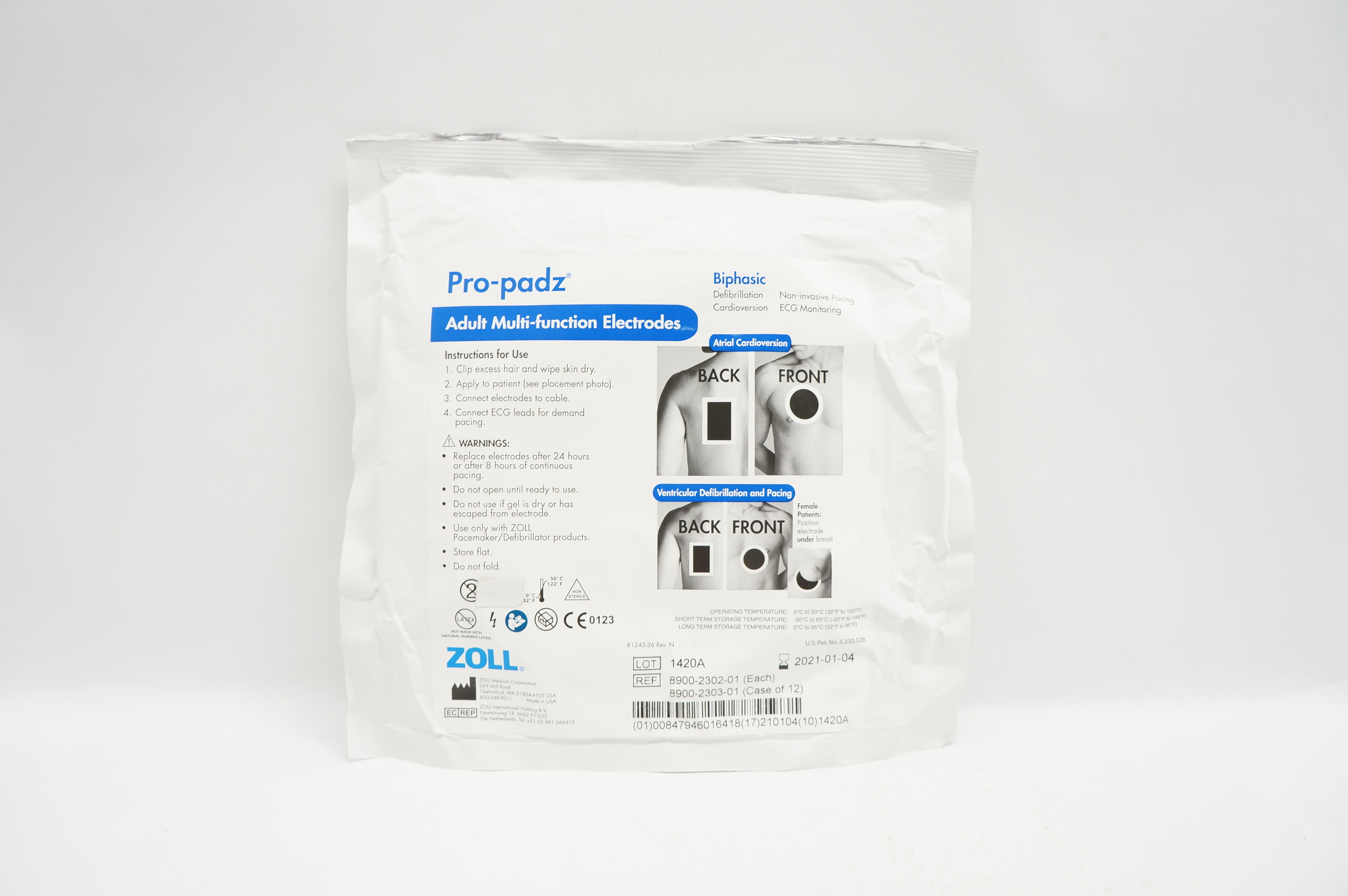 ZOLL 8900-2302-01 Pro-Padz Adult Multi-Function Electrodes Biphasic (x)
