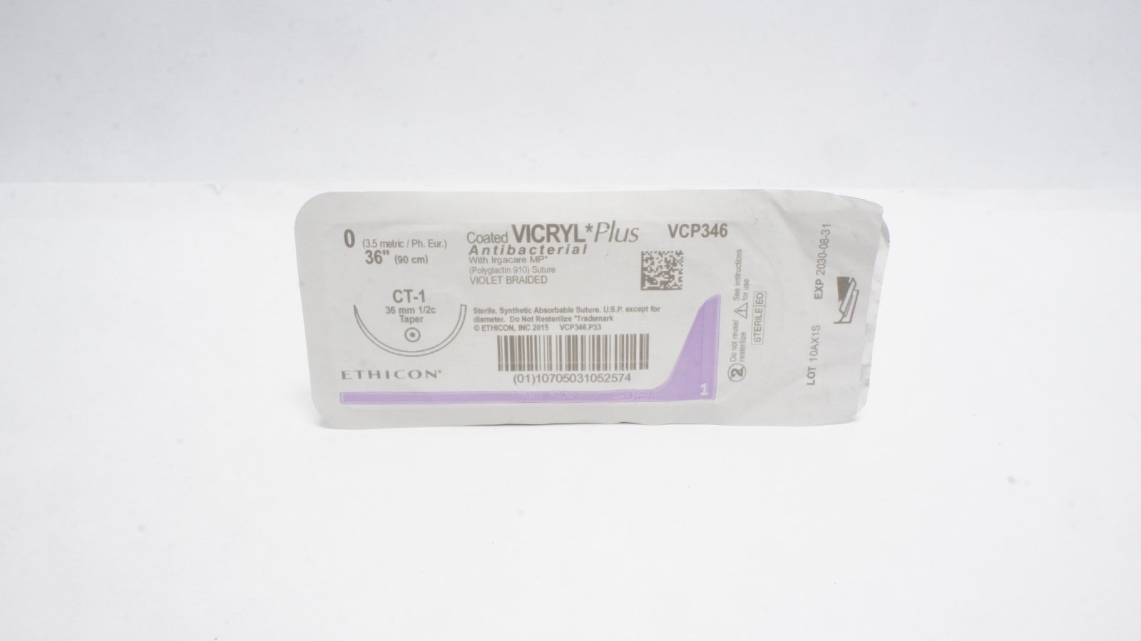 Ethicon VCP346 Coated VICRYL Plus Antibacterial Sutures 0 36"