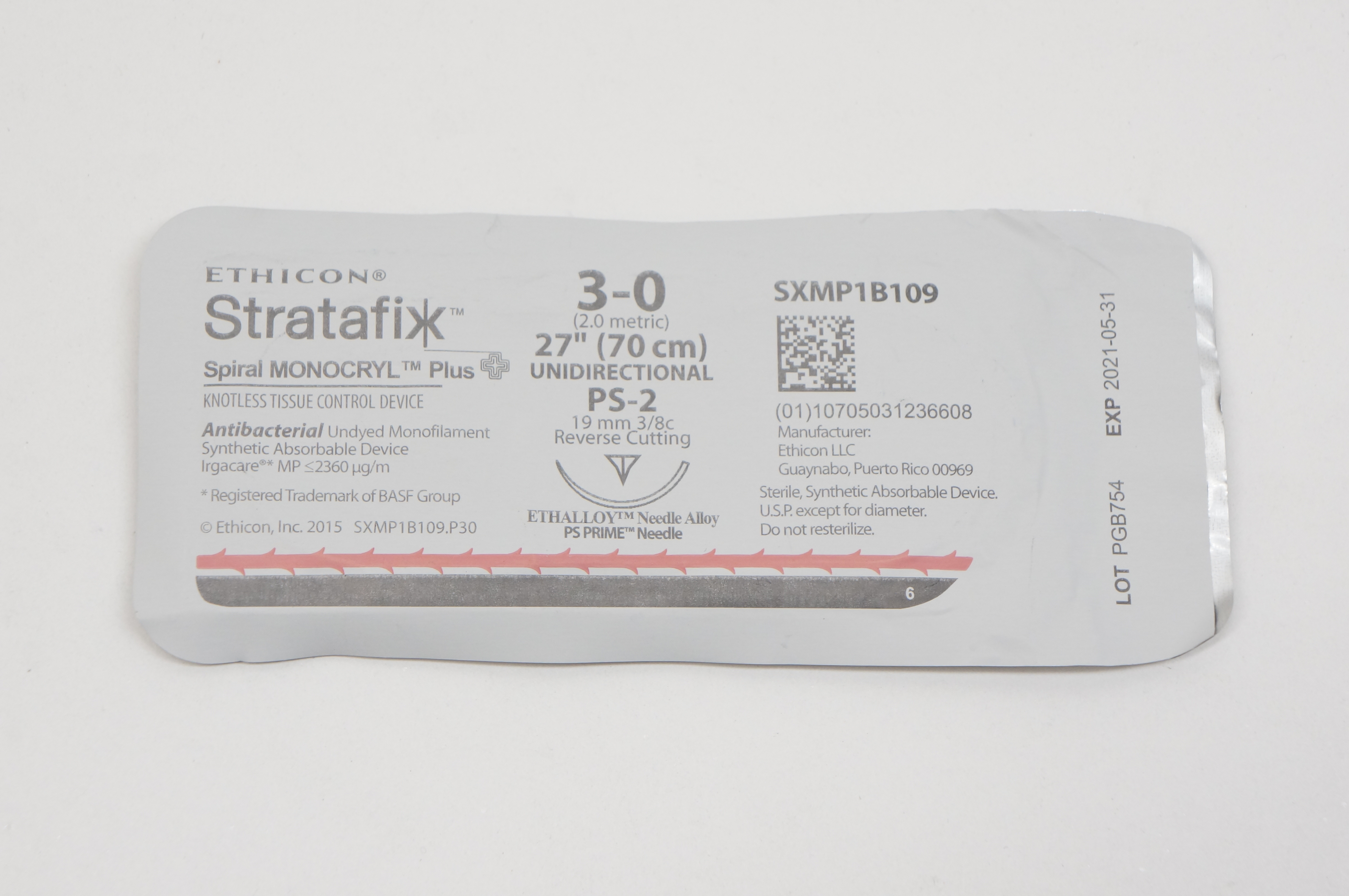 Ethicon SXMP1B109 3-0 Stratafix, PS-2, 19mm 3/8c Reverse Cutting, 27inch