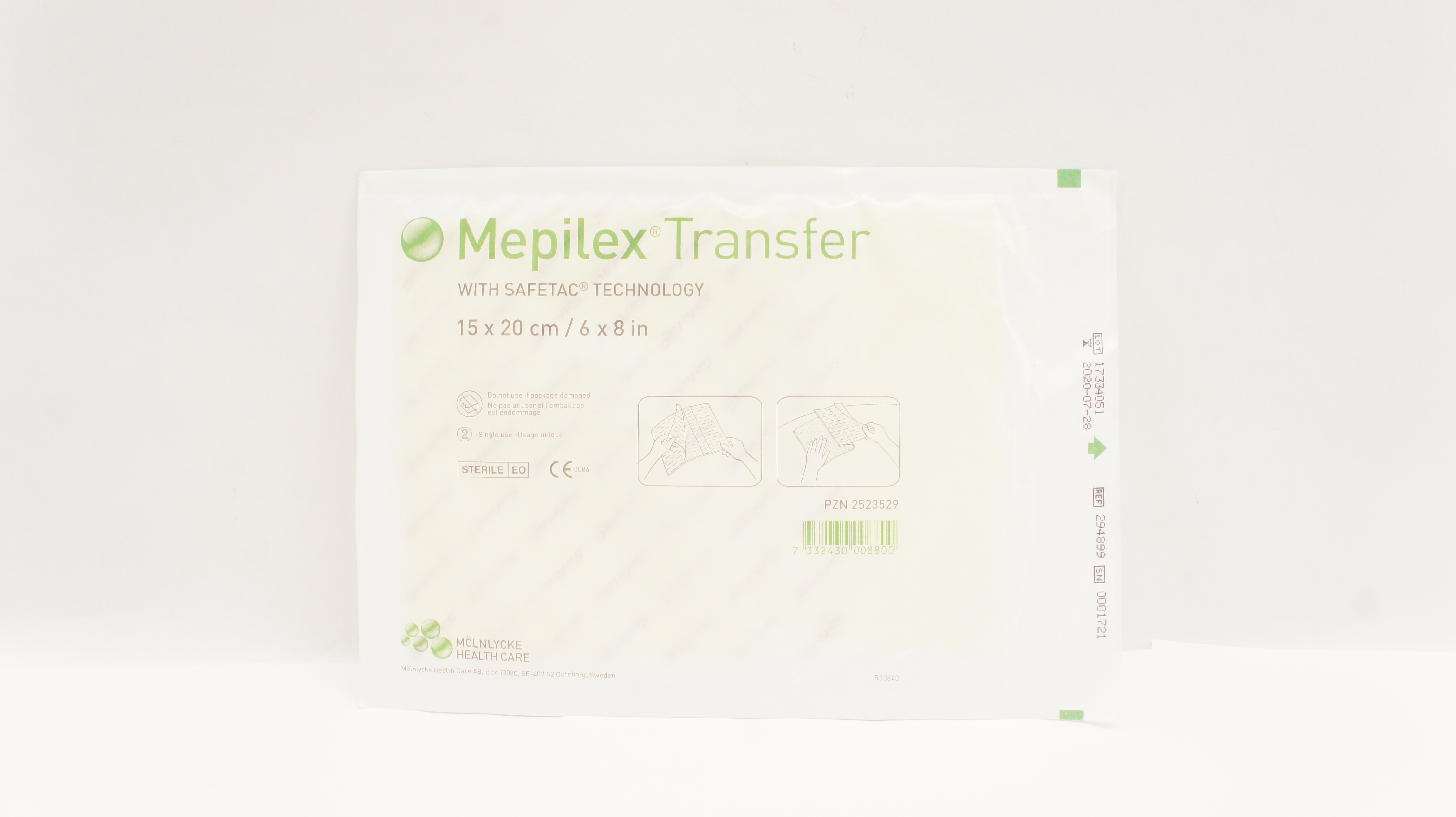 Molnlycke 294899 Mepilex Transfer Soft Silicone Exudate Dressing 6 x 8 inch (x)