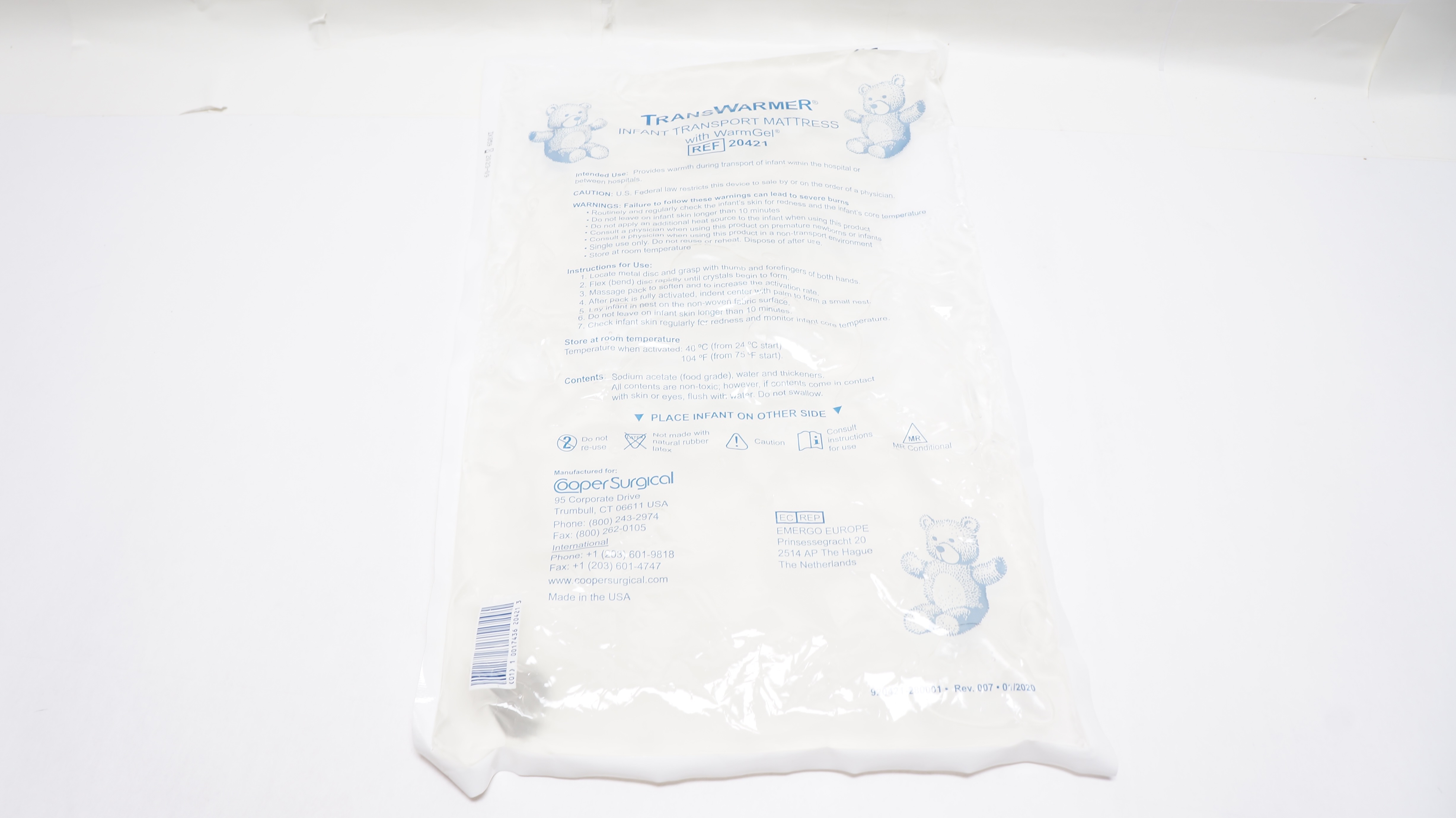 CooperSurgical 20421 TransWarmer Infant Transport Mattress With WarmGel (x)