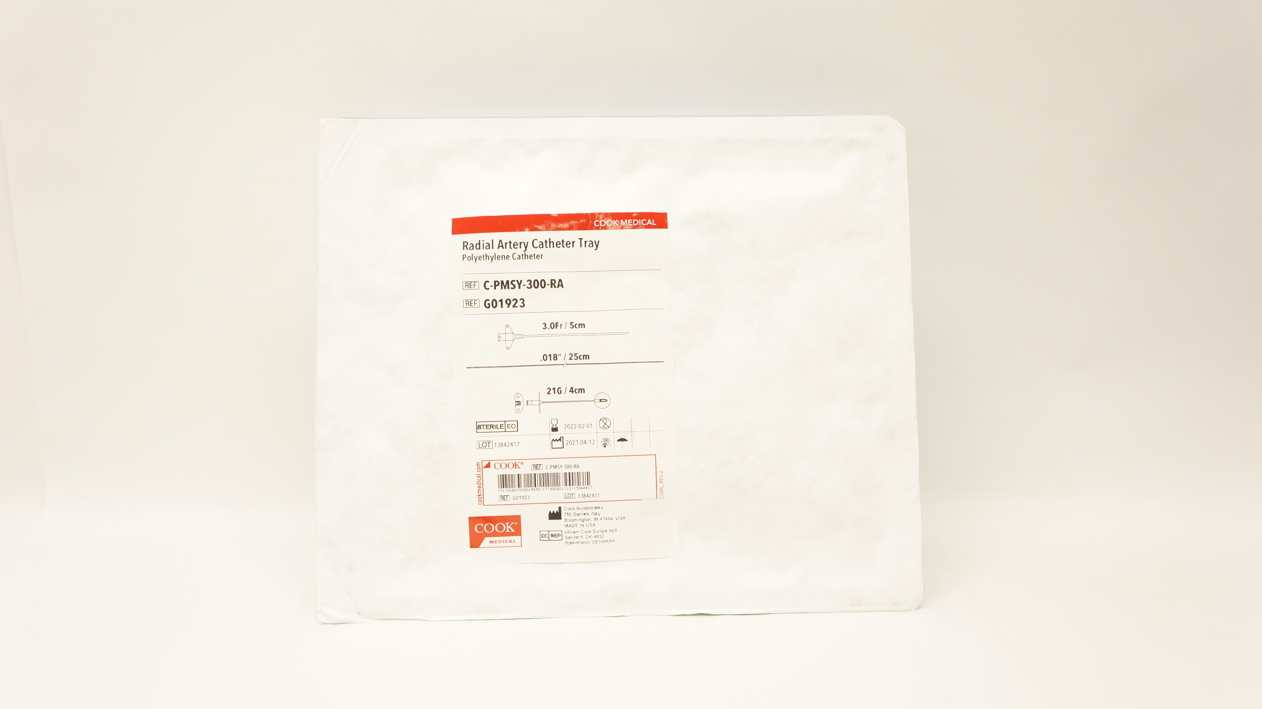 Cook Medical G01923 Radial Artery Cath. Tray 3.0Fr. x 5cm