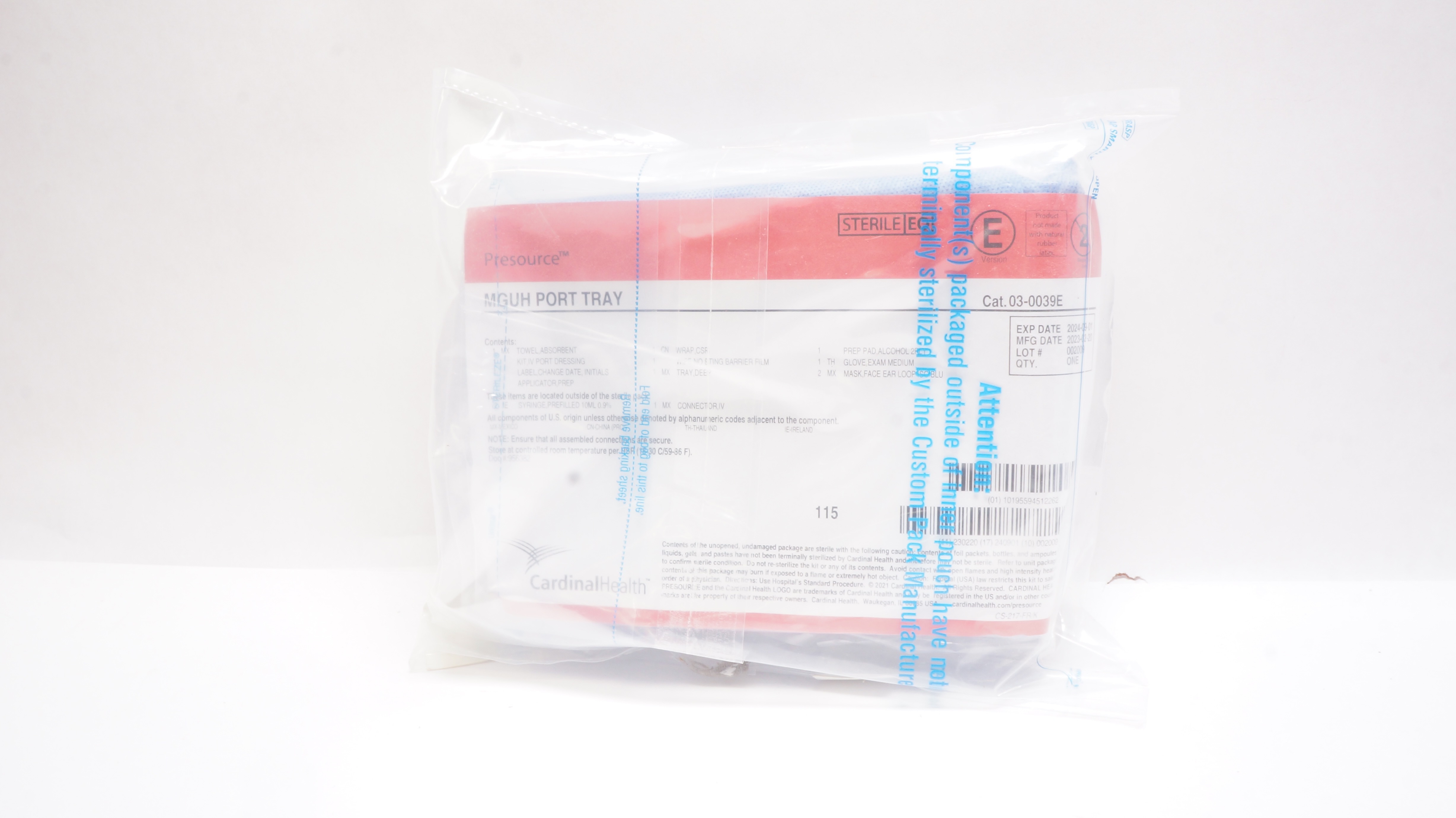 Cardinal Health 03-0039E Presouce MGUH Sterile Port Tray