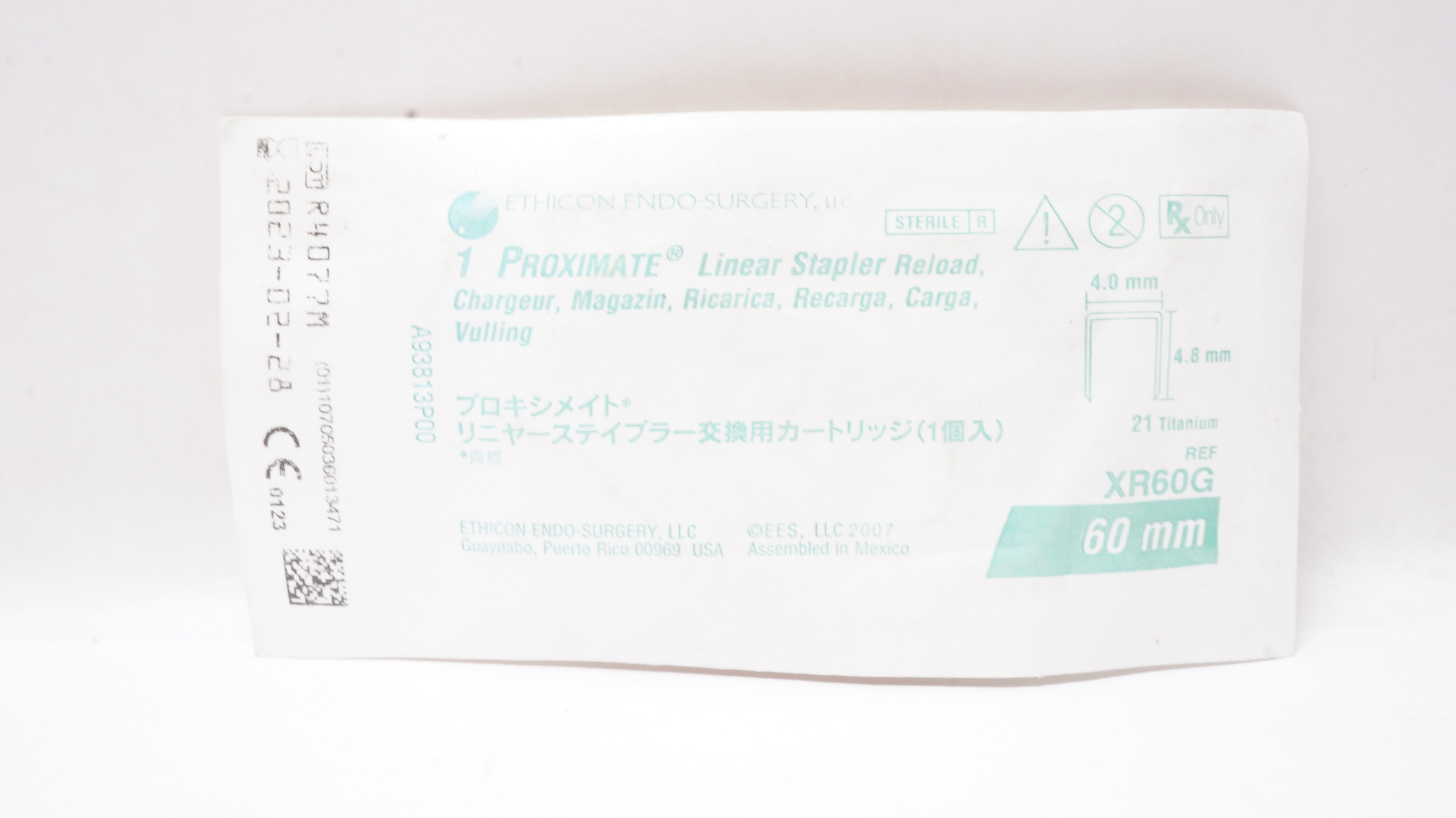 Ethicon XR60G 1Proximate Linear Stapler Reload 21 Titanium 60mm 4.0 x 4.8mm (x)
