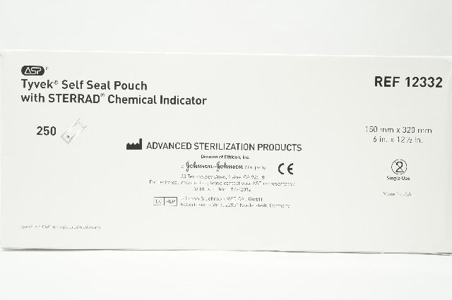 ASP 12332 Tyvek Pouch with Sterrad Chemical Indicator 6x12-1/2in - Box of 250