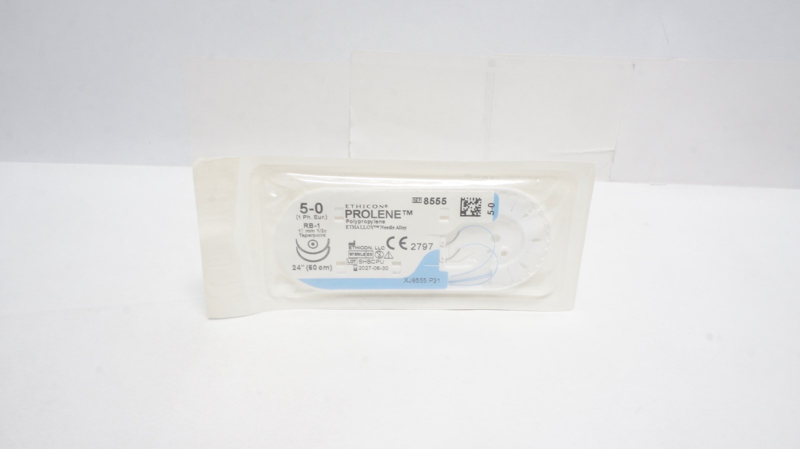Ethicon 8555 PROLENE 5-0 Suture RB-1 Needle 24" Blue