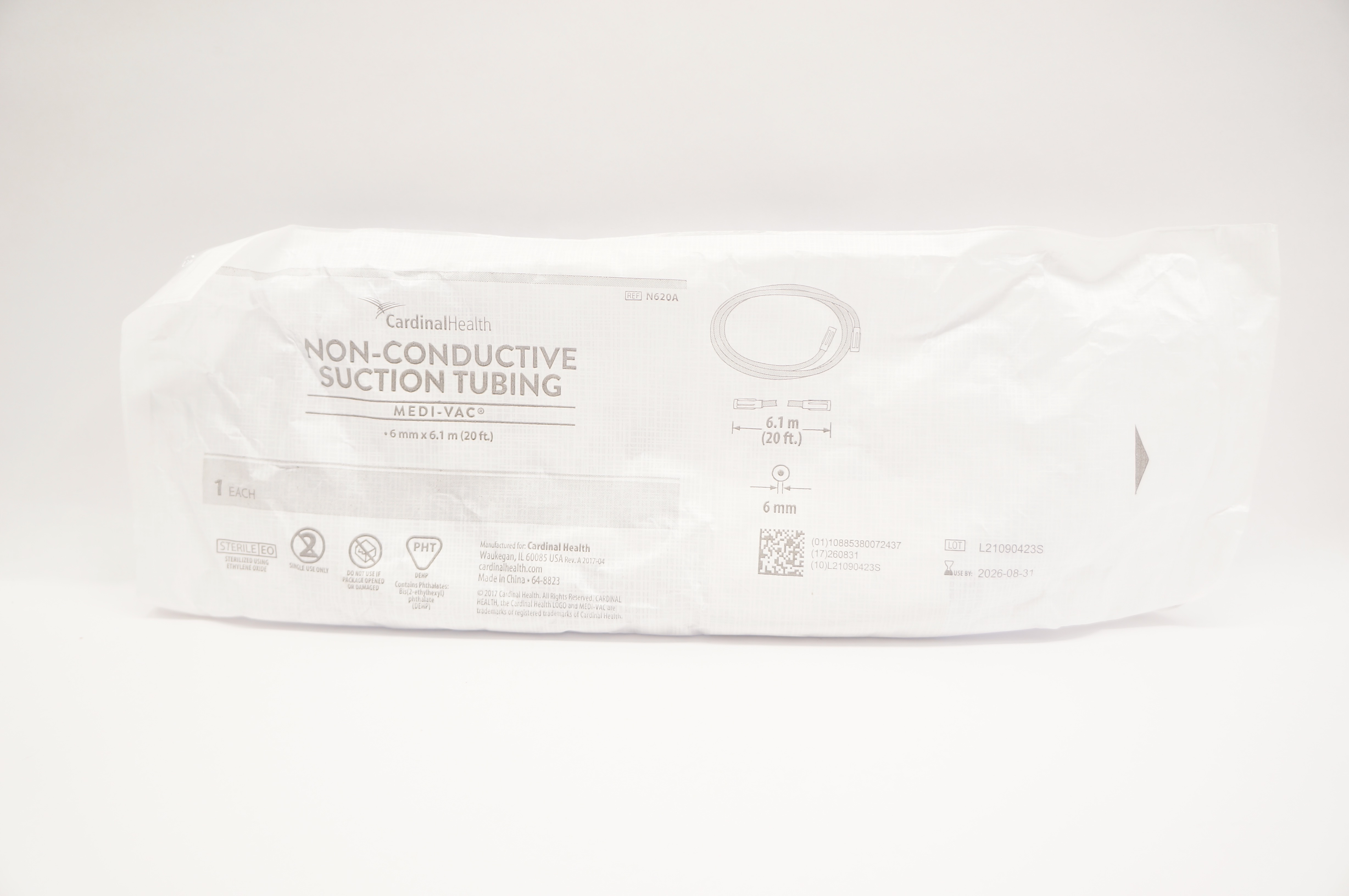 Cardinal Health N620A Non-Conductive Suction Tubing 20ft