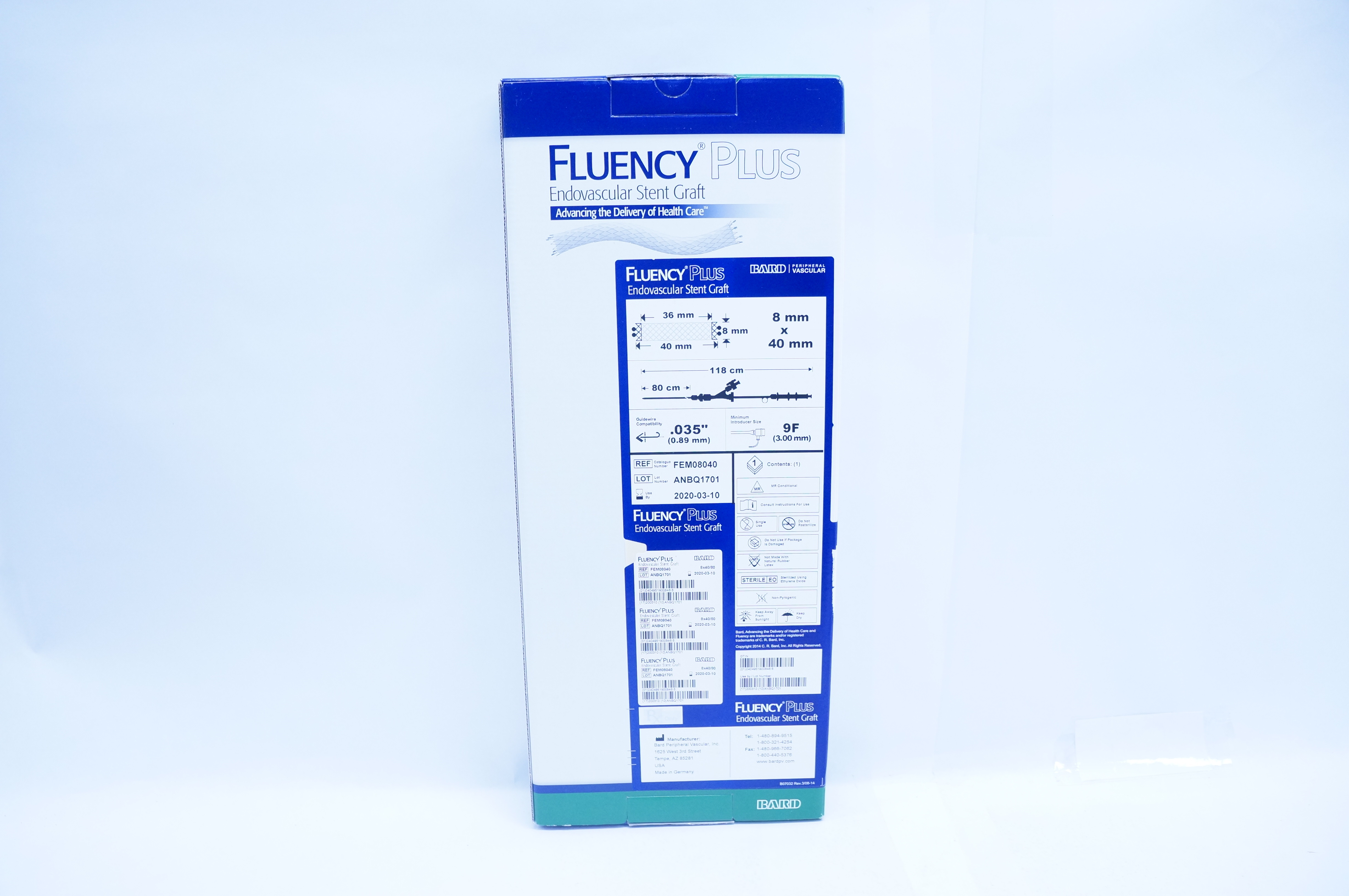 Bard FEM08040 Fluency Plus Endovascular Stnt Graft 8 x 40mm/118cm (x)