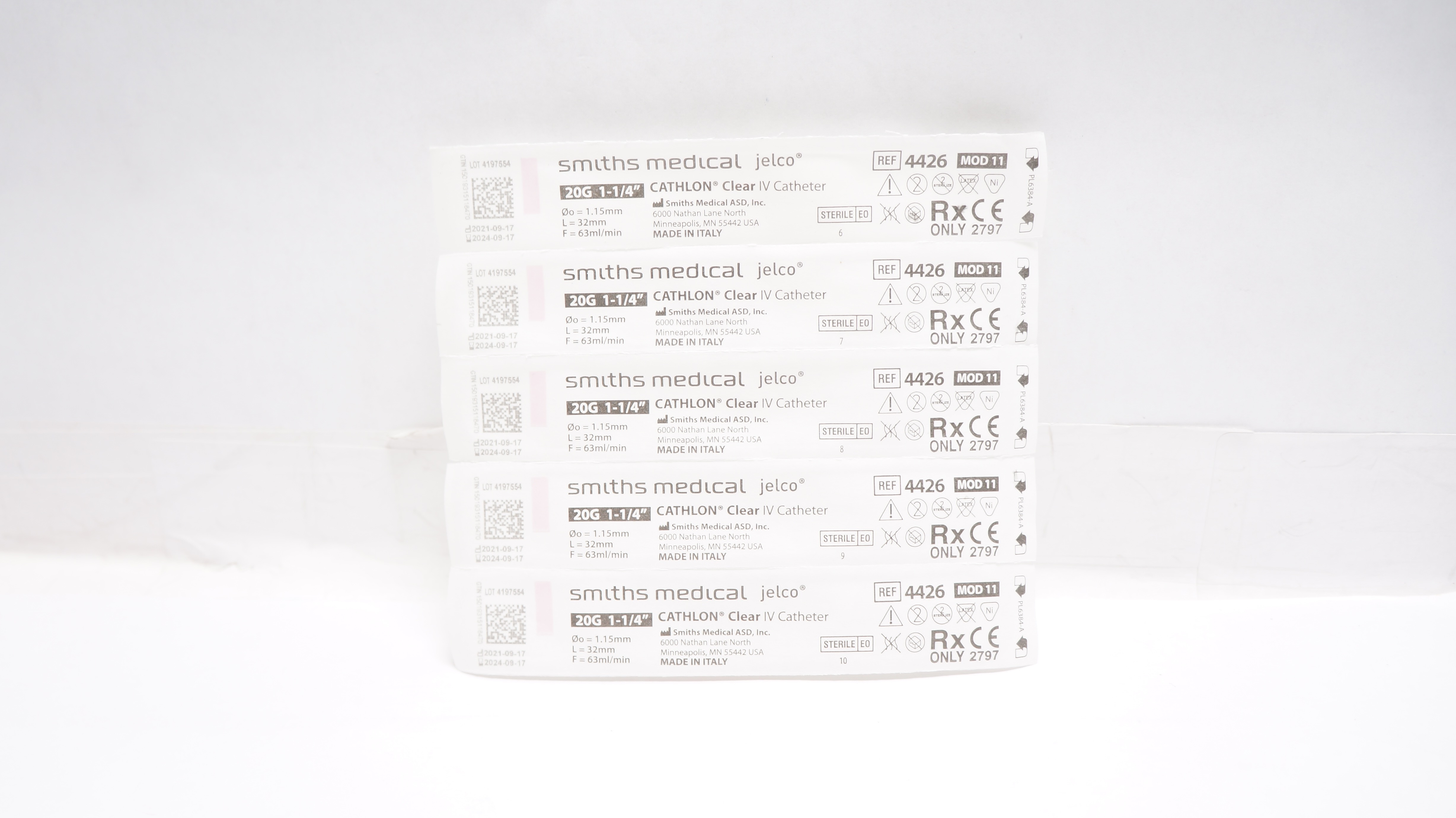 Smiths Medical 4426 Jelco Cathlon Clear IV Cath. 20G x 1 1/4in - Pack of 5