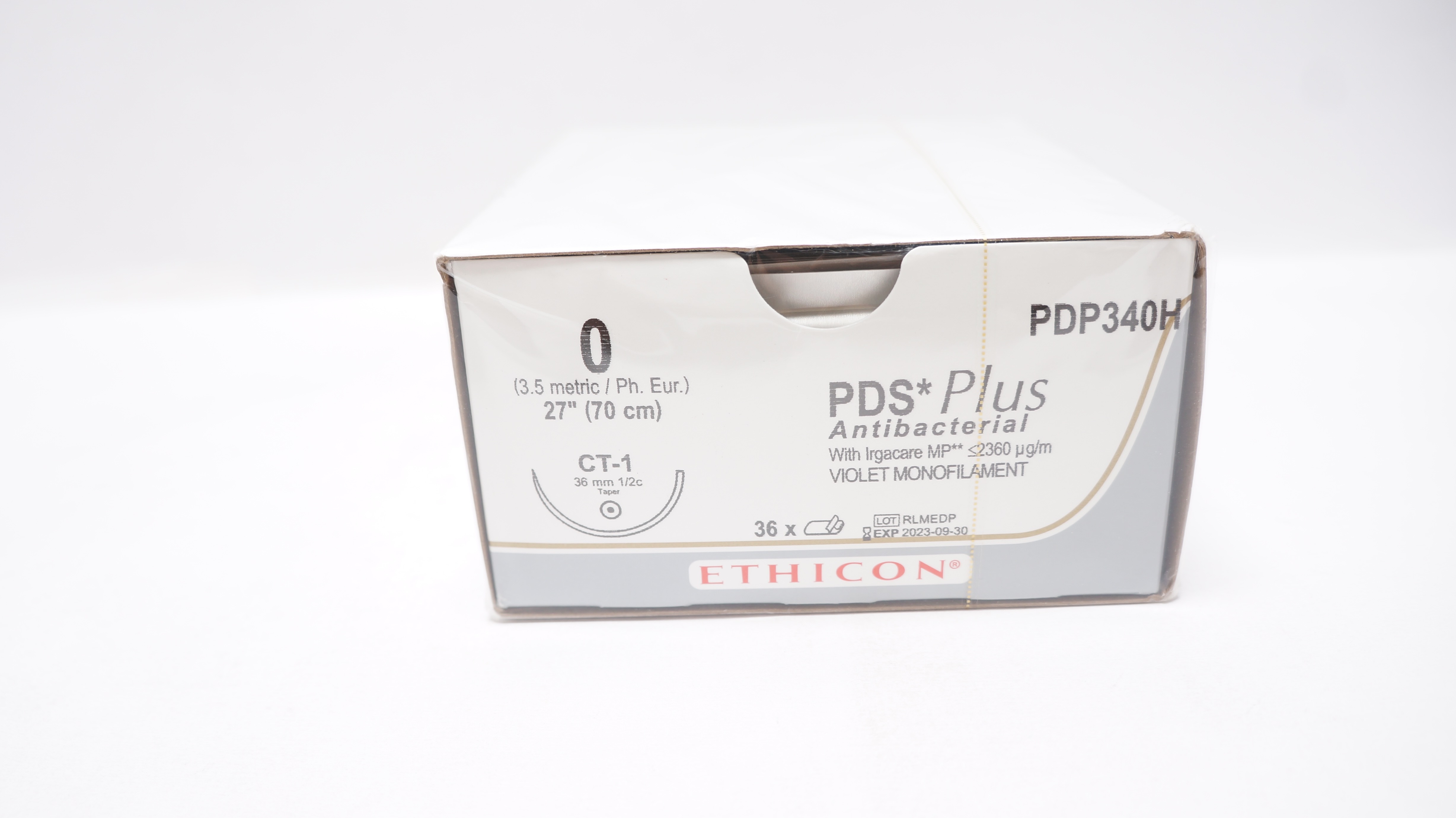 Ethicon PDP340H 0 PDS Plus Stre CT-1 36mm 1/2c Taper 27inch (x) - Box of 36