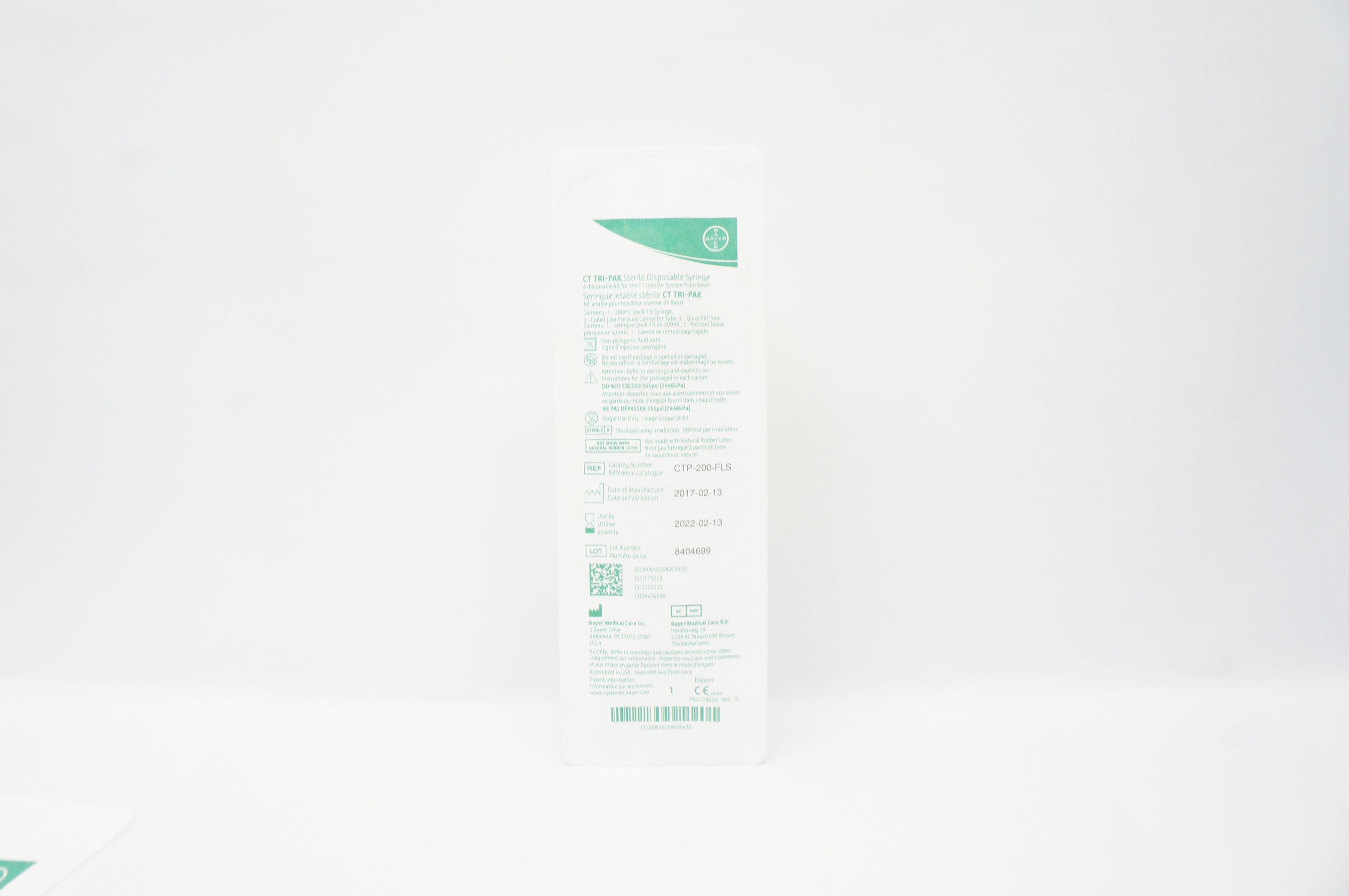 Bayer Medical Care CTP-200-FLS CT TRI-PAK Syringe 200mL (x)