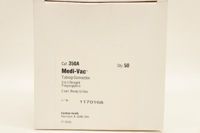 Cardinal Health 350A Medi-Vac Tubing Connector 5 in 1 Straight - Box of 50