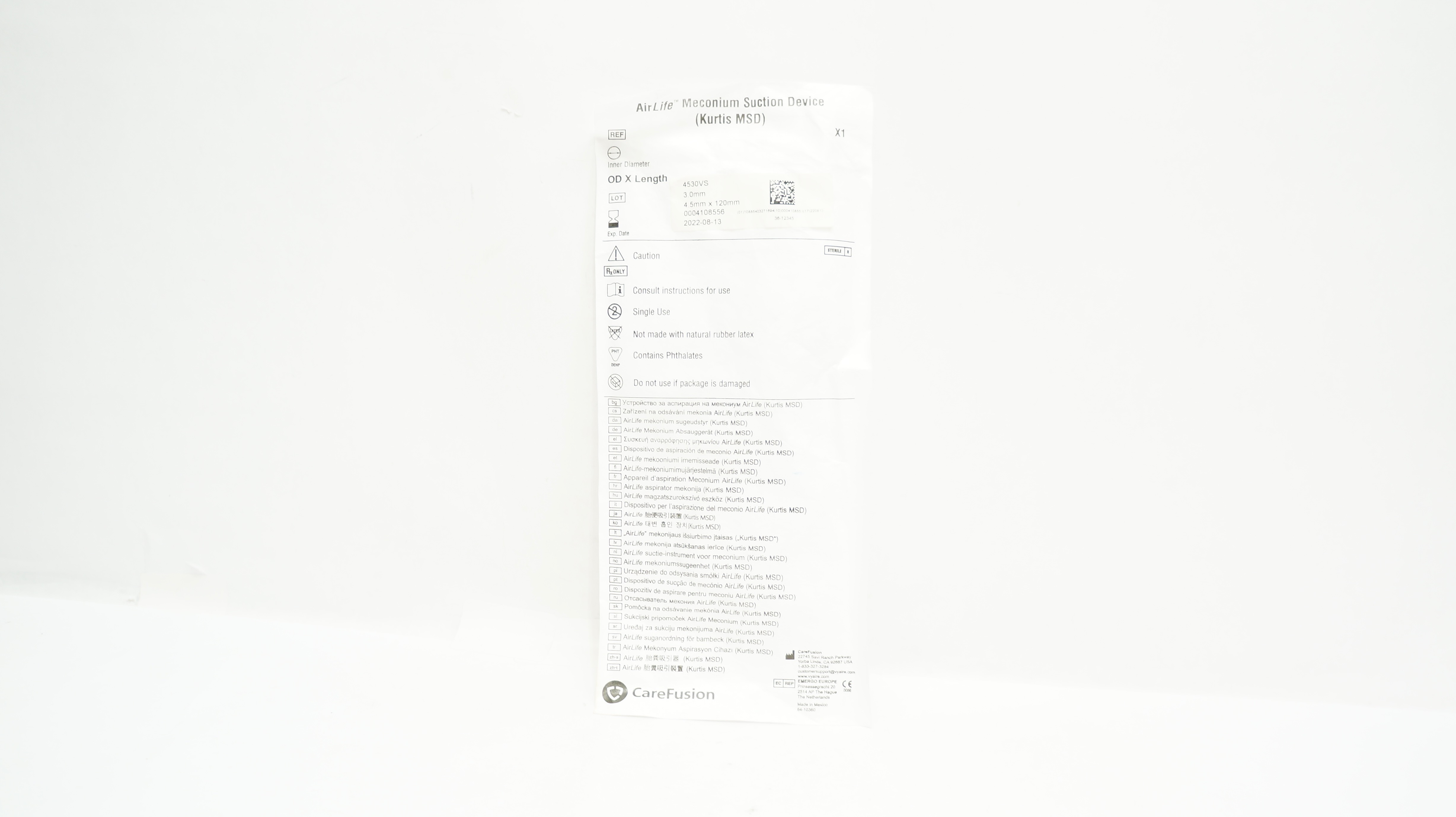 CareFusion 4530VS AirLife Meconium Suction Device Kurtis MSD 3 x 4.5 x 120mm (x)