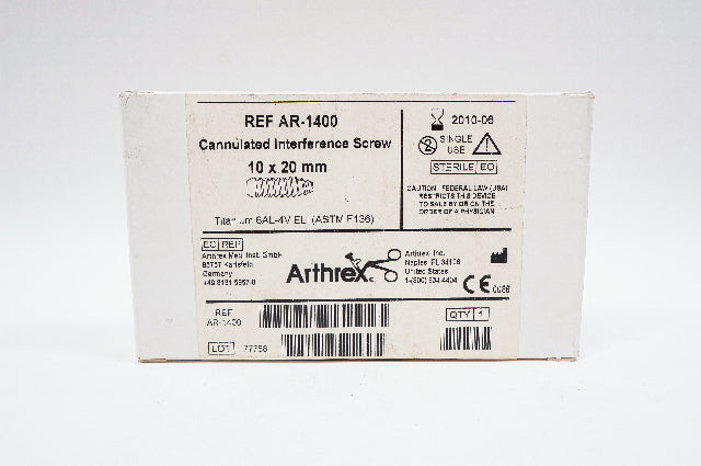Arthrex AR-1400 Cannulated Interference Screw 10 x 20mm