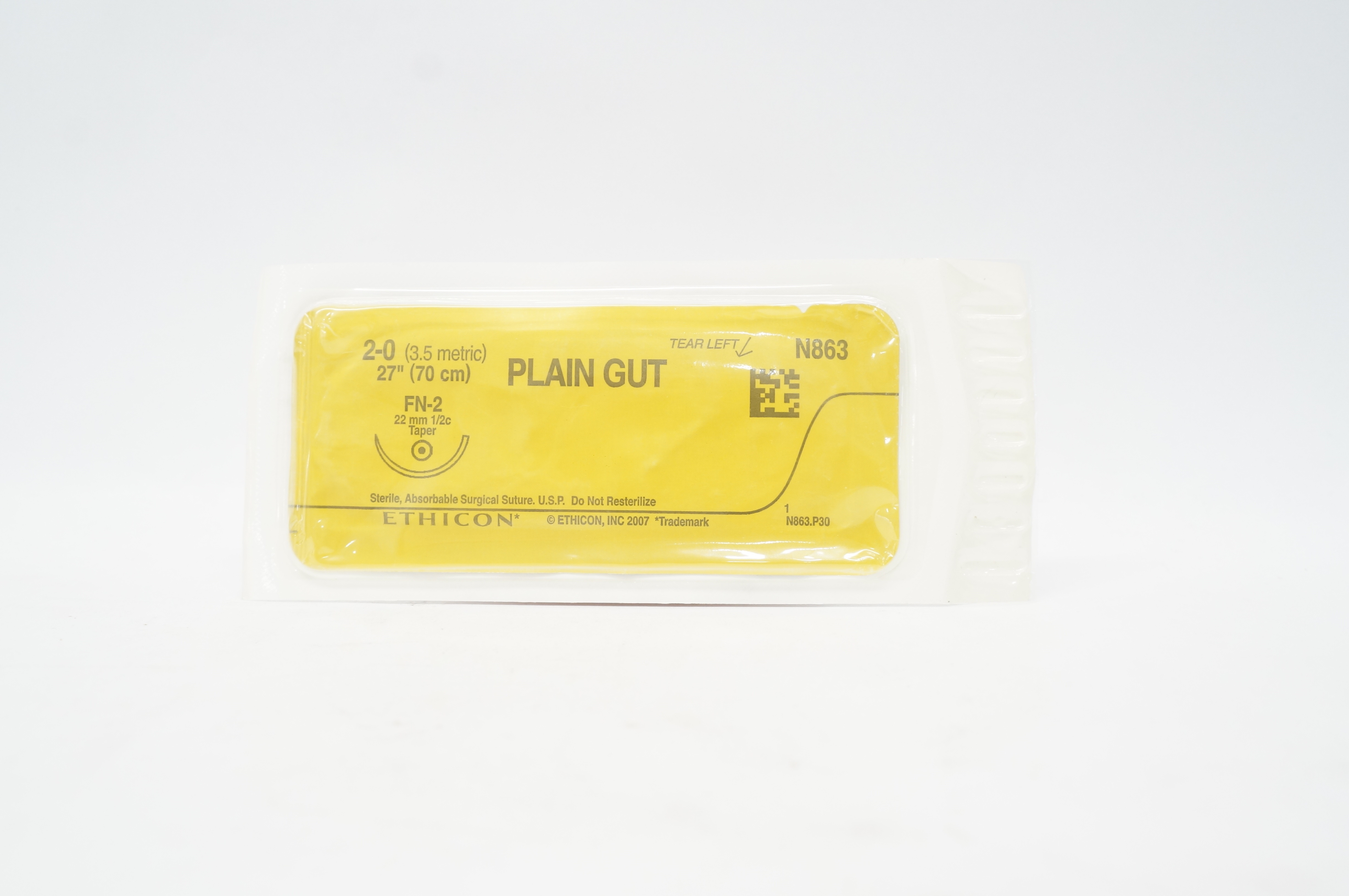 Ethicon N863 2-0 PLAIN GUT FN-2 22mm 1/2c 27inch (x)