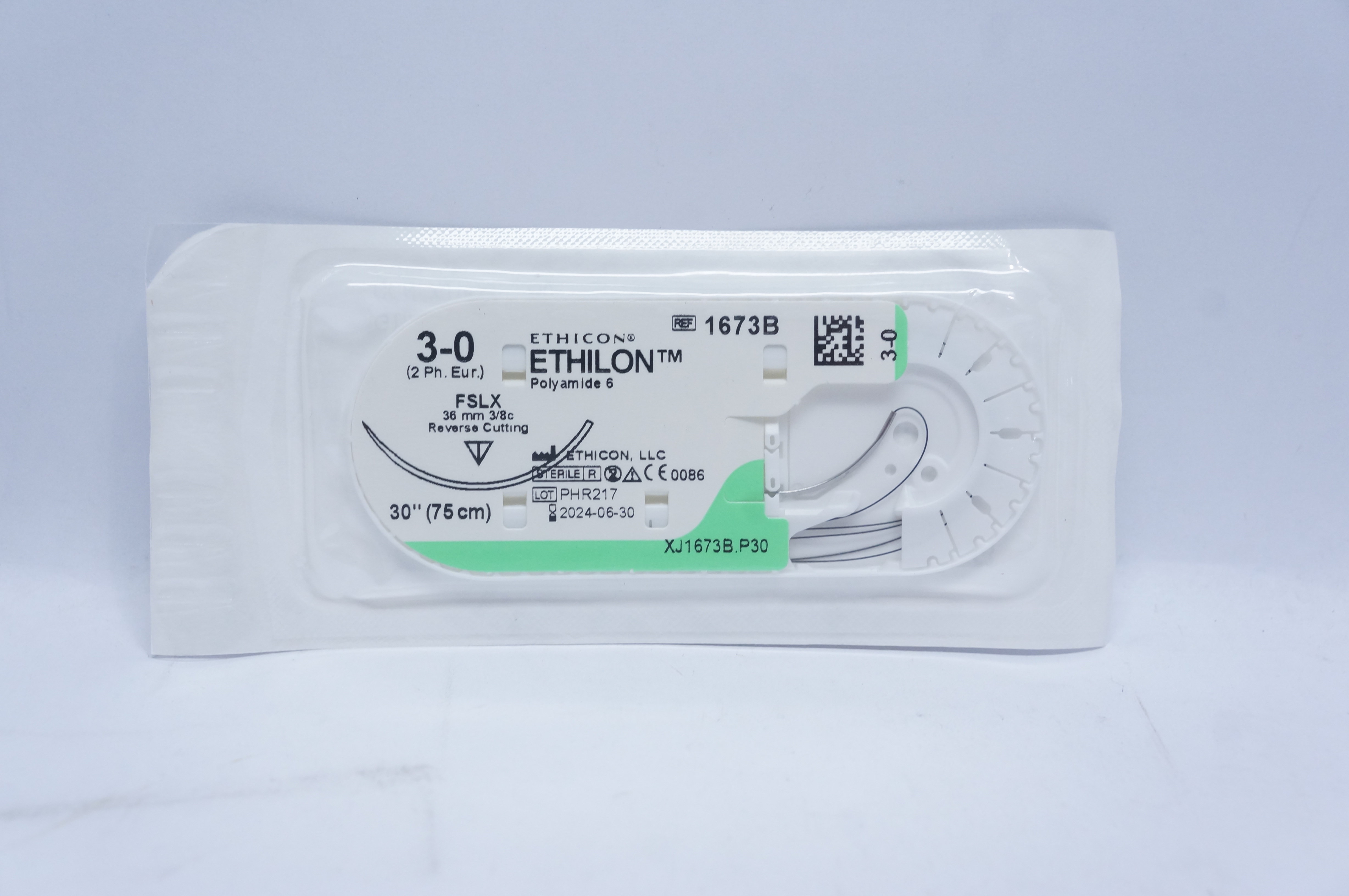 Ethicon 1673B 3-0 ETHILON, FSLX, 36mm 3/8c Reverse Cutting, 30inch