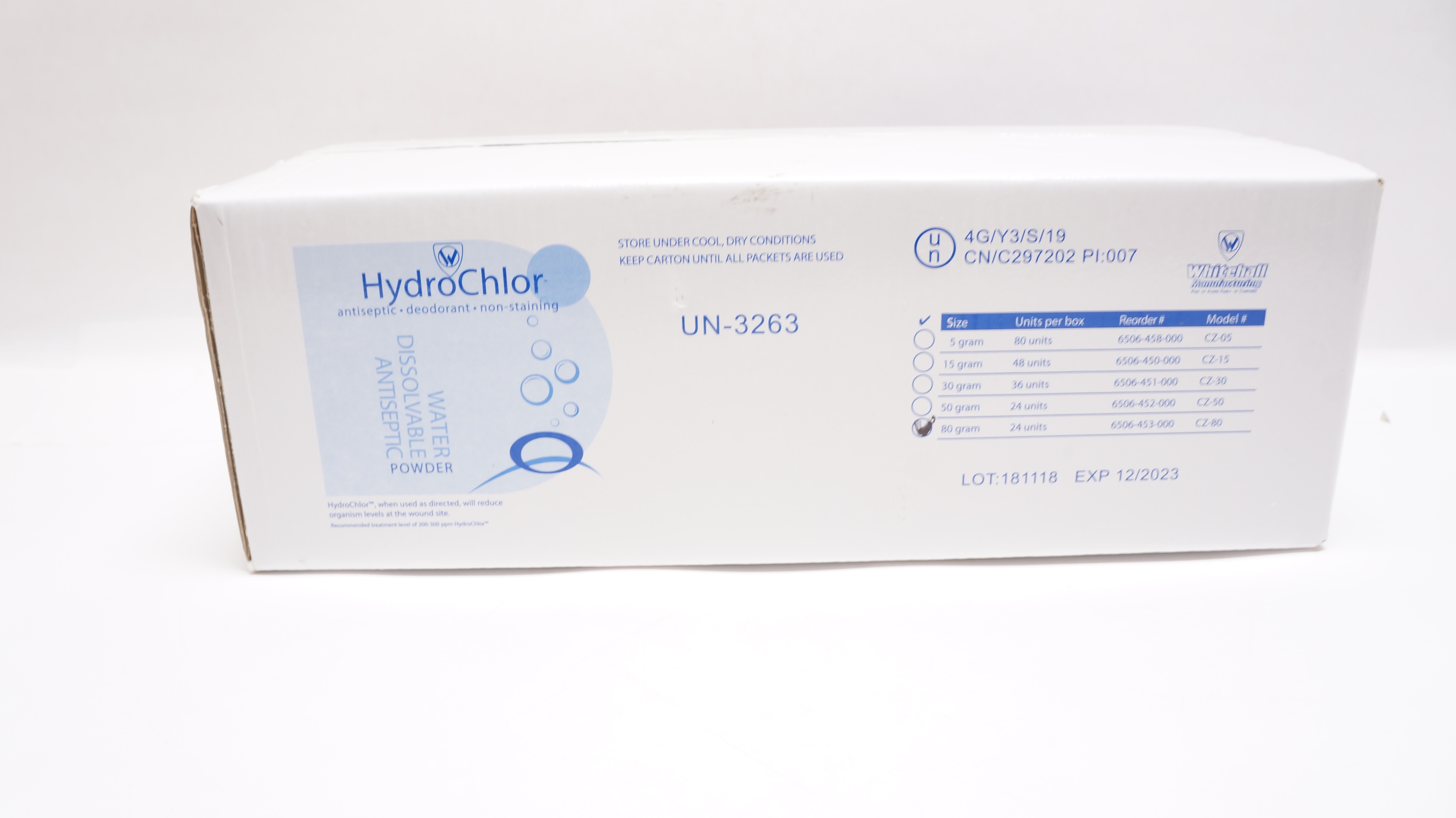 HydroChlor 6506-453-000 Antiseptic Deodorant Non-Staining 80gram (x) - Box of 24