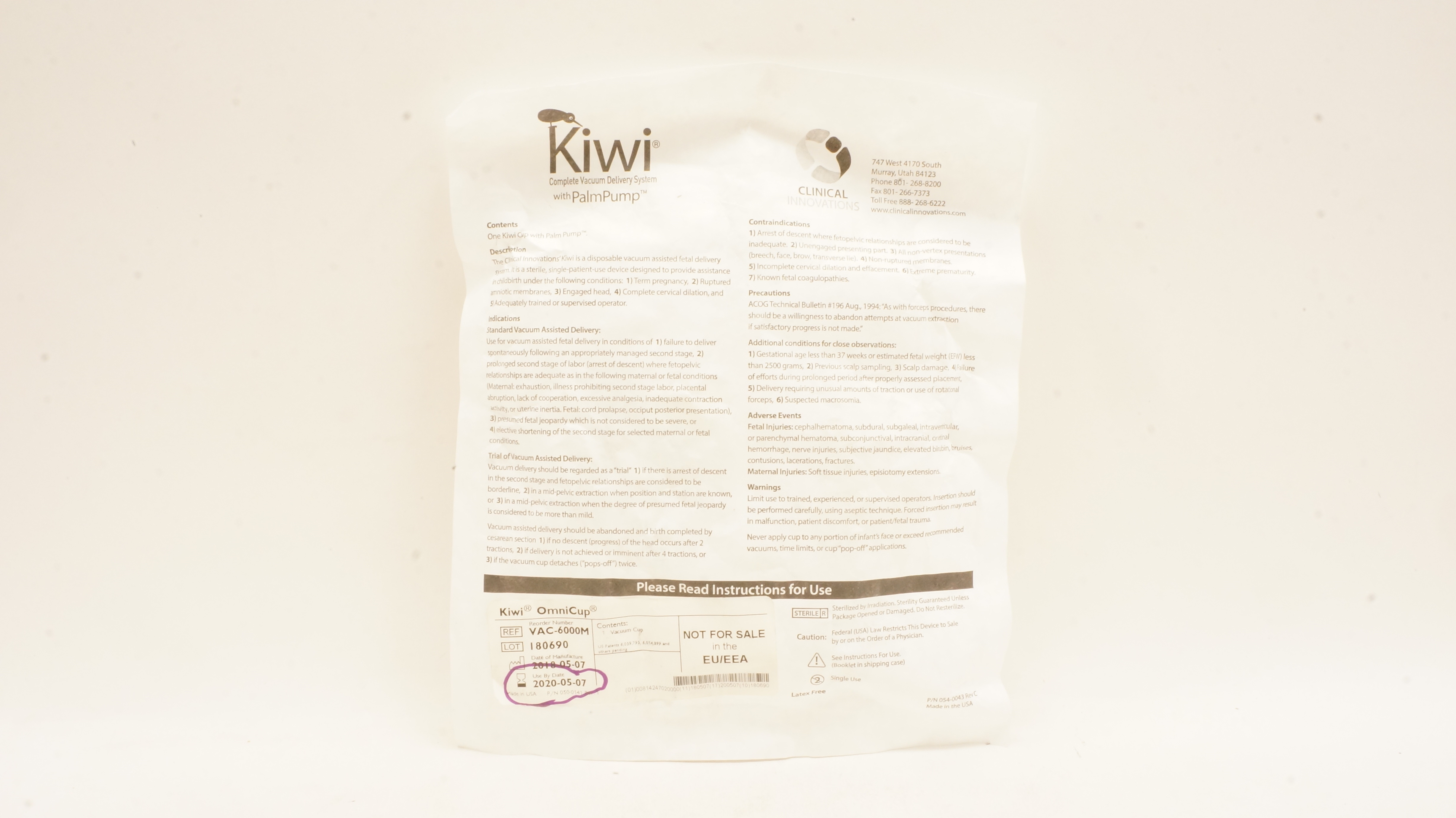 Clinical Innovations VAC-6000M Kiwi OmniCup Complete Vacuum Delivery System (x)