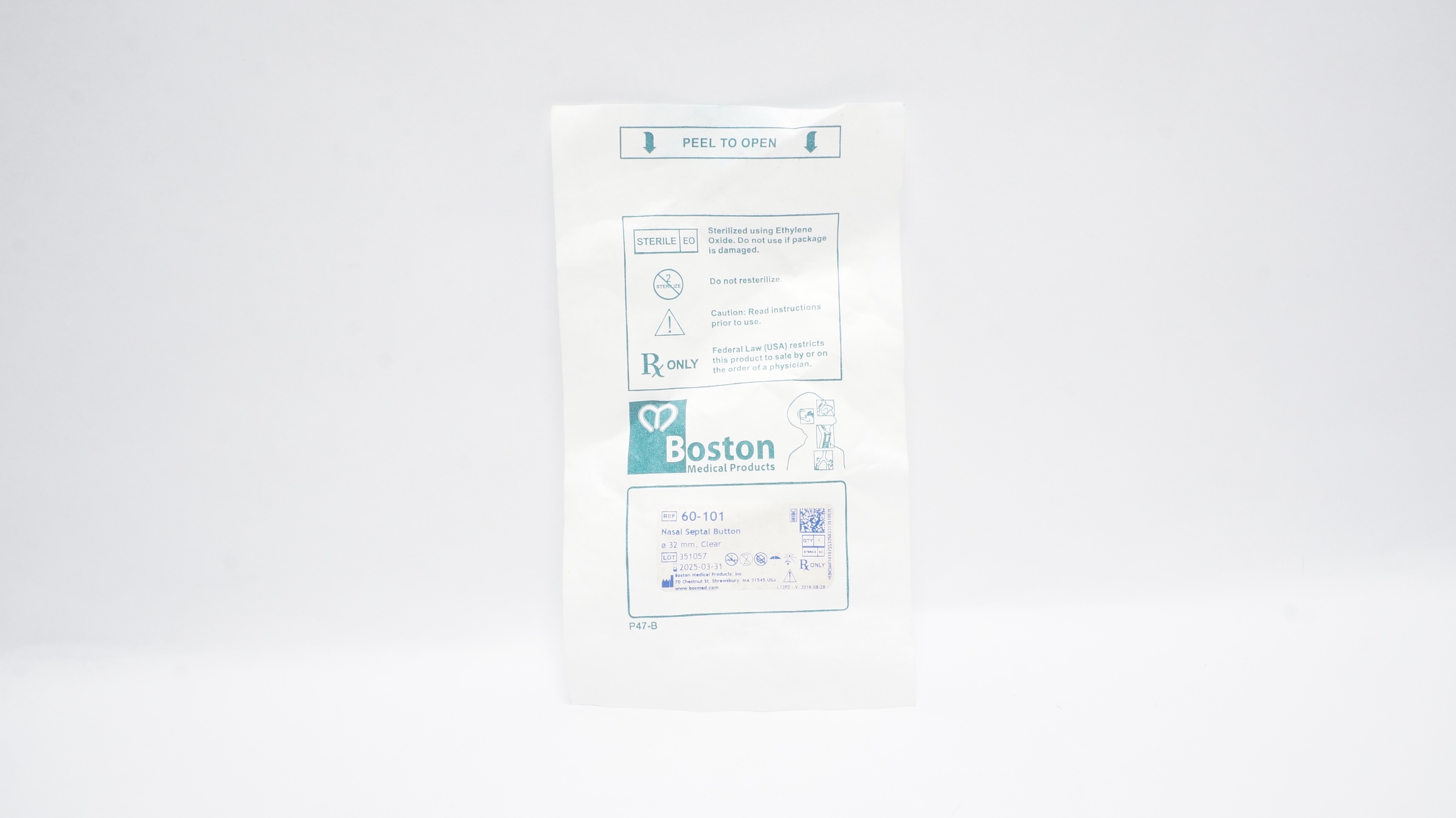 Boston Medical Products 60-101 Nasal Septal Button 32mm, Clear (x)