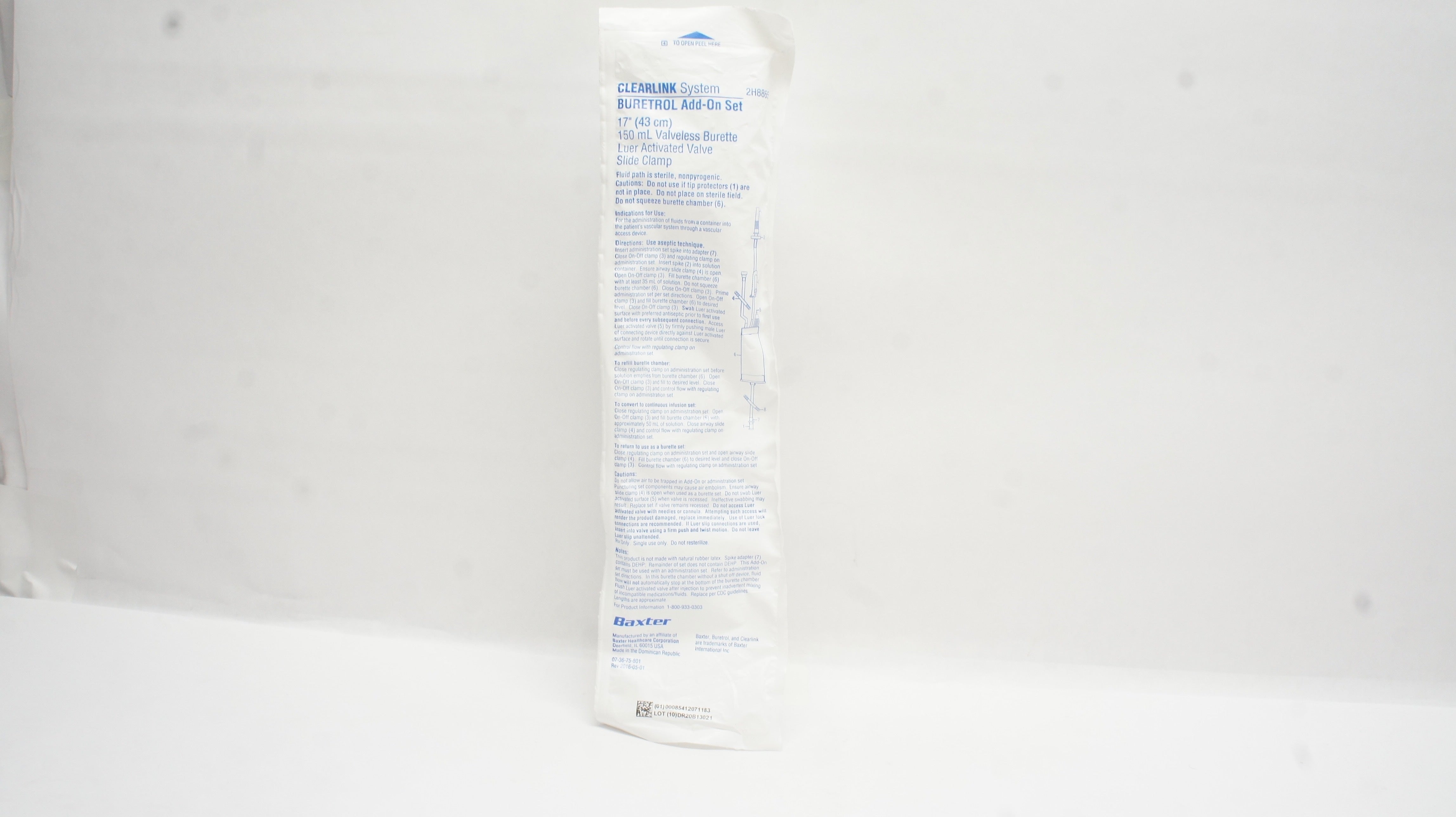 Baxter 2H8865 Clearlink System Buretrol Add-On Set 17inch x 150mL
