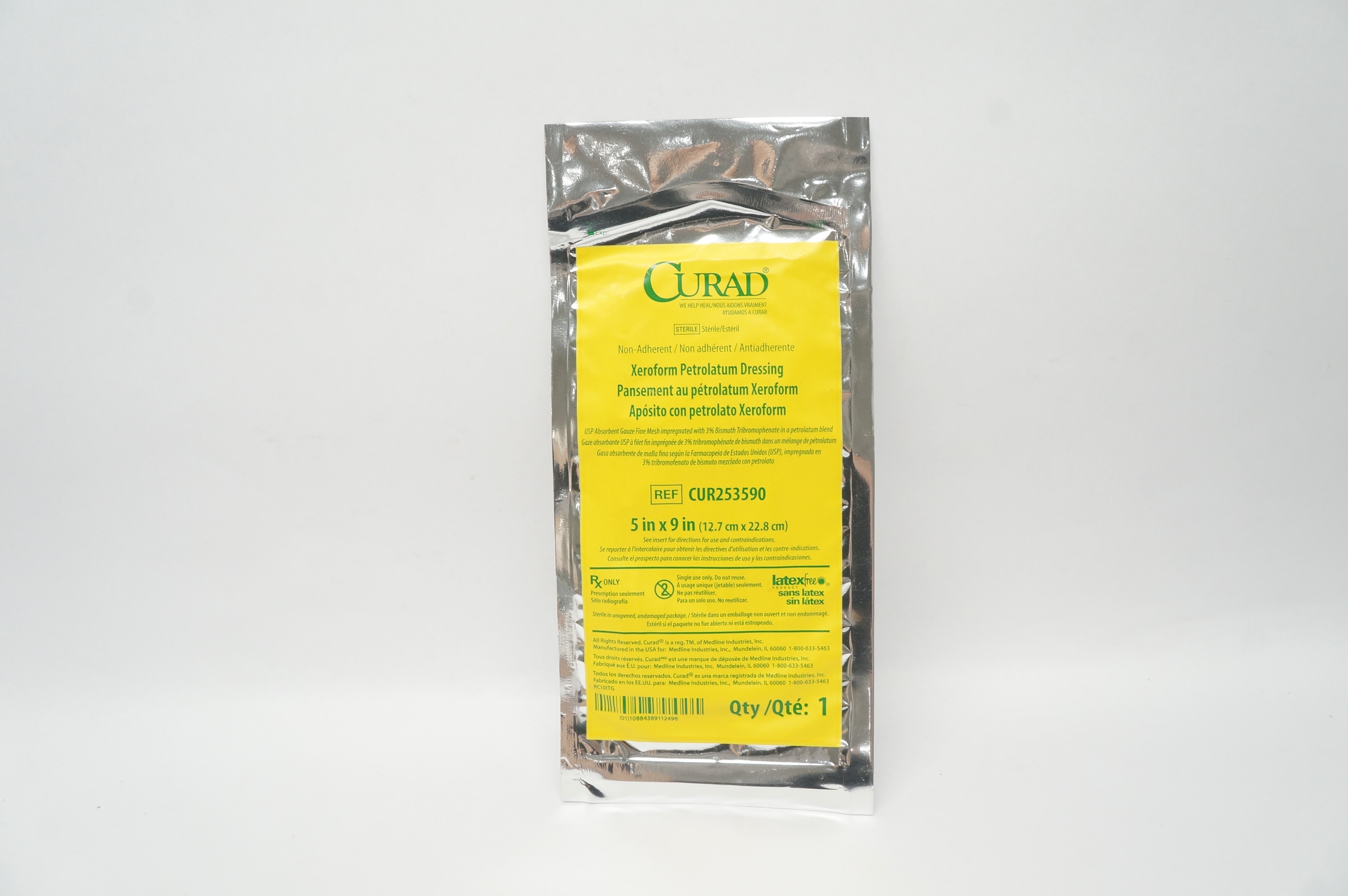 Medline CUR253590 Curad Xeroform Petrolatum Dressing 5 inch x 9 inch (x)
