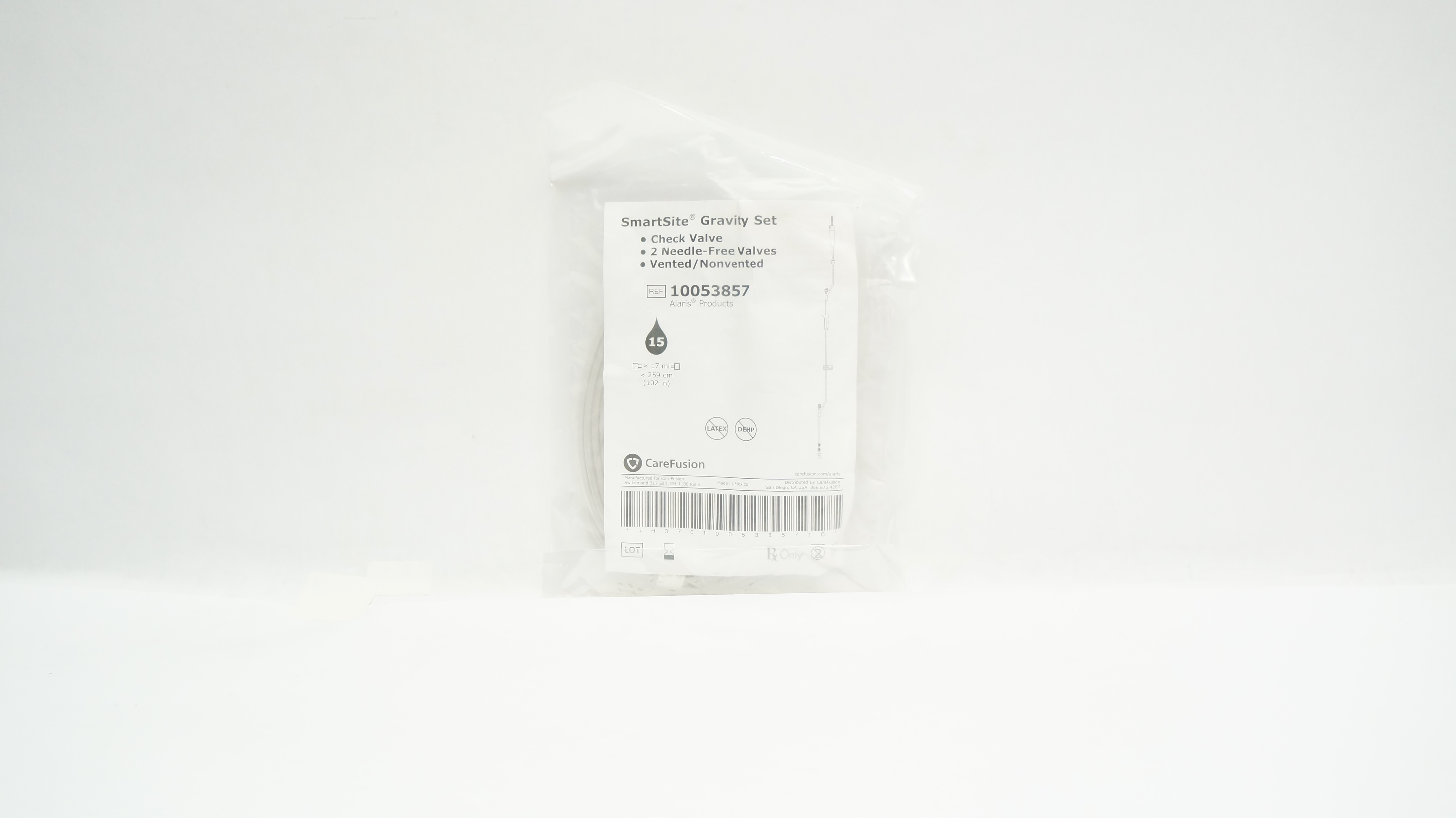 CareFusion 10053857 SmartSite Gravity Set 15Drops 17ml x 102inch