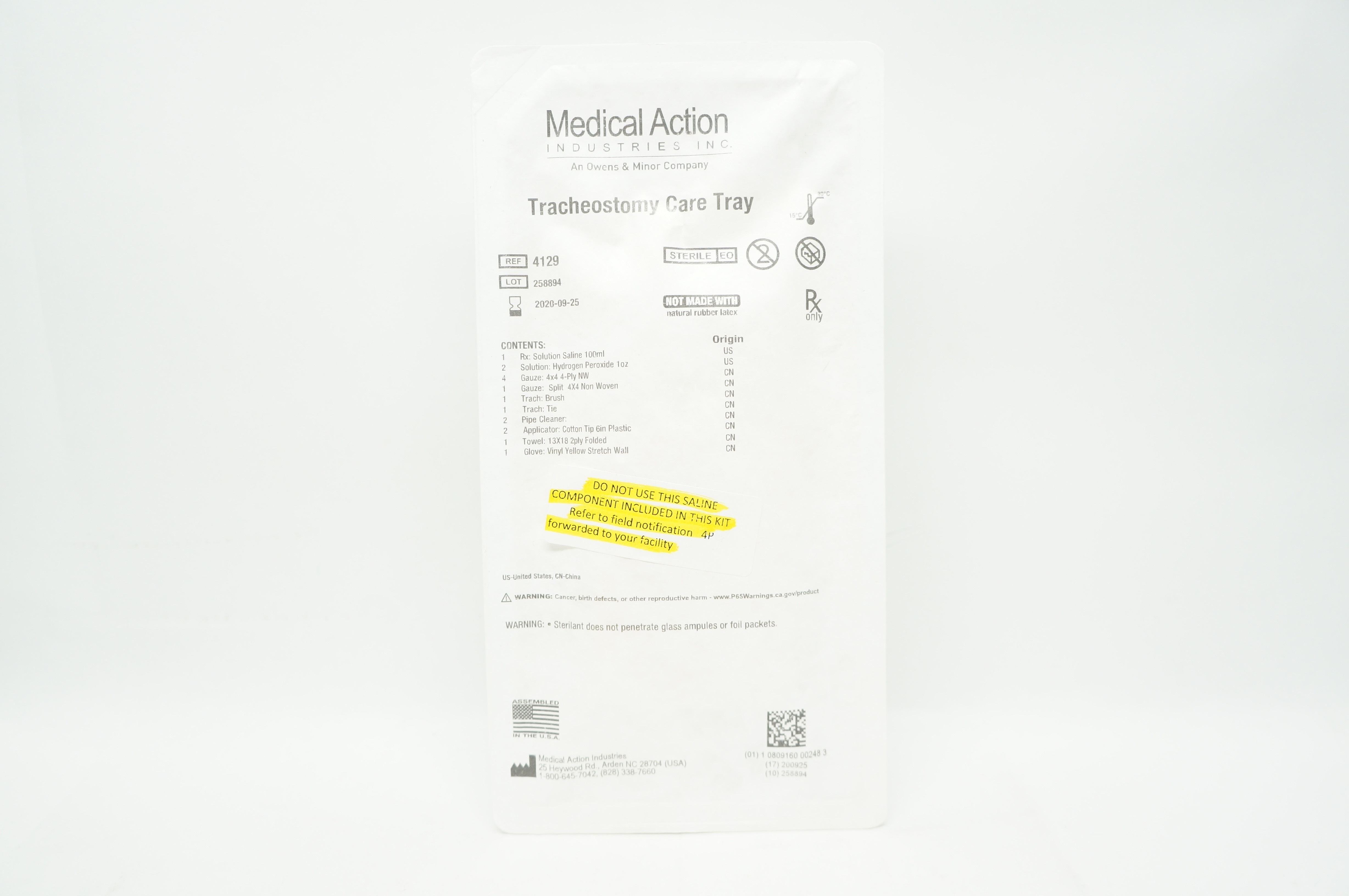 Medical Action Industries 4129 Tracheostomy Care Tray (x)