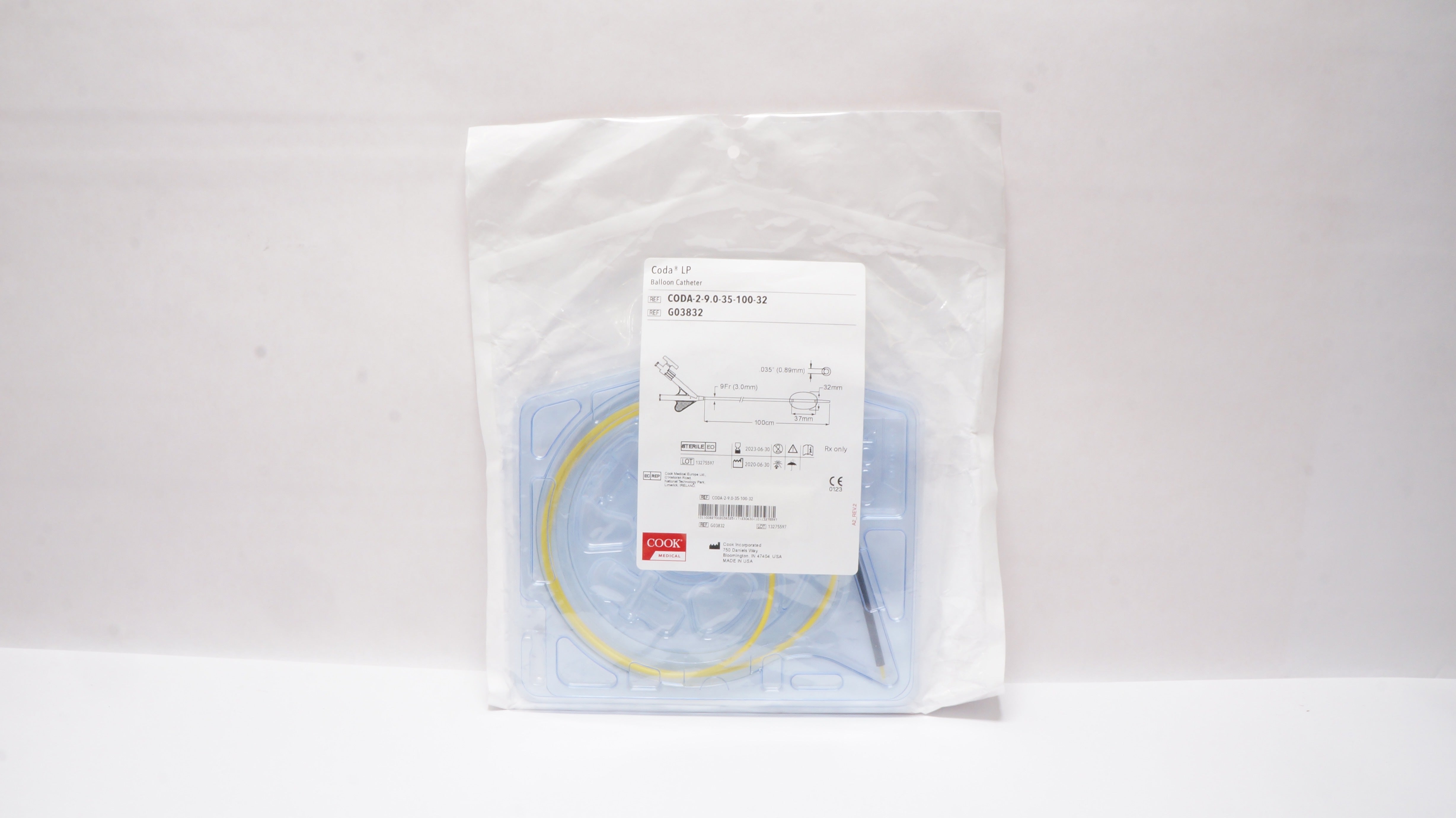 Cook Medical G03832 Coda LP Balloon Cath. 9Fr x .035inch x 100cm