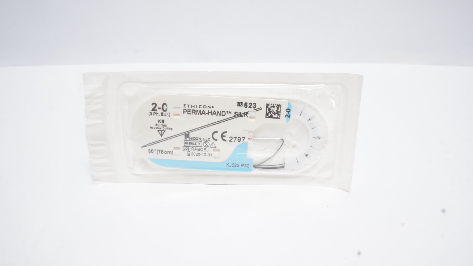 ETHICON 623 PERMA-HAND Silk Suture 2-0 KS 60mm 30" Black