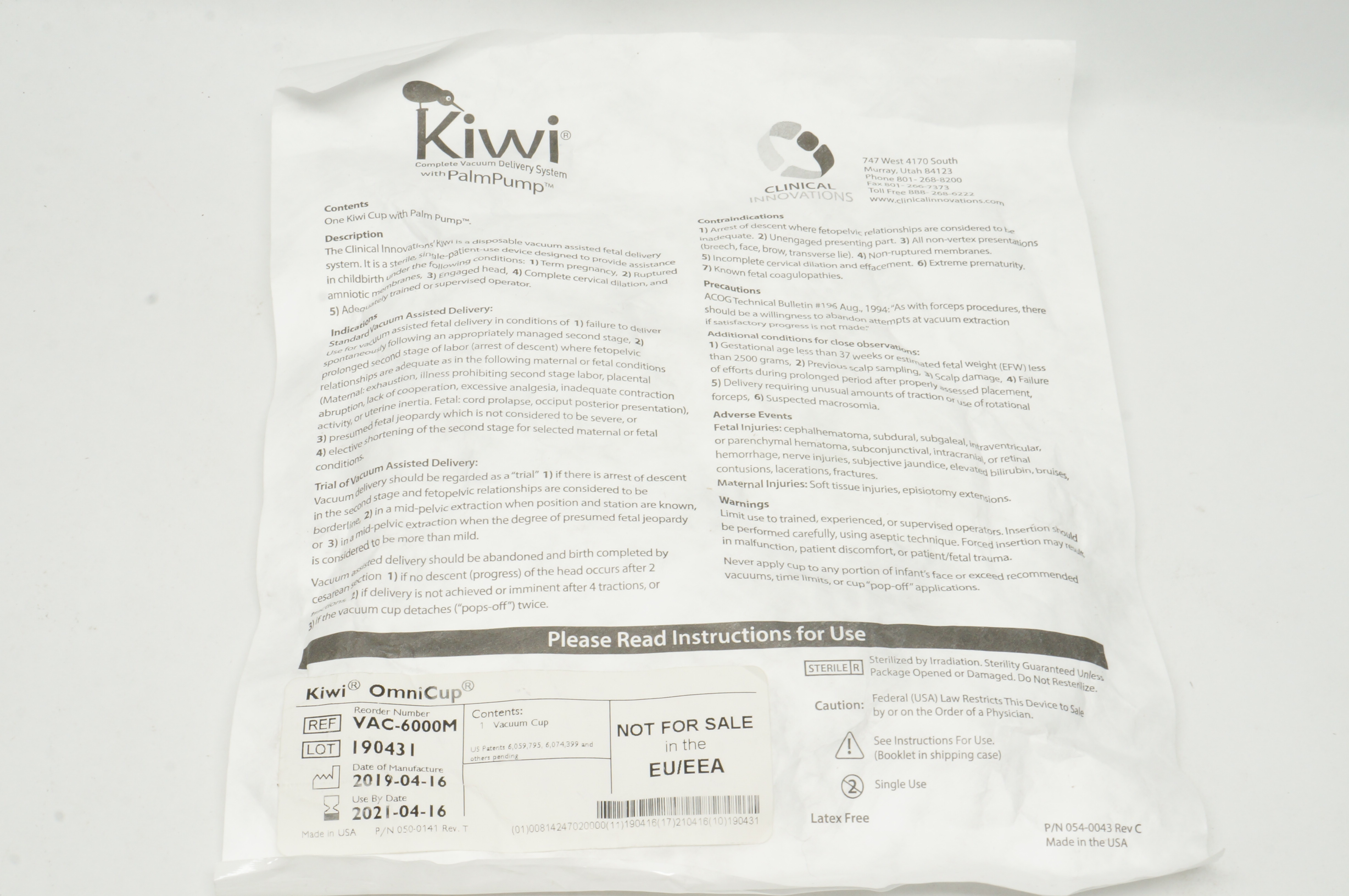 Clinical Innovations VAC-6000M Kiwi OmniCup Complete Vacuum Delivery System (x)