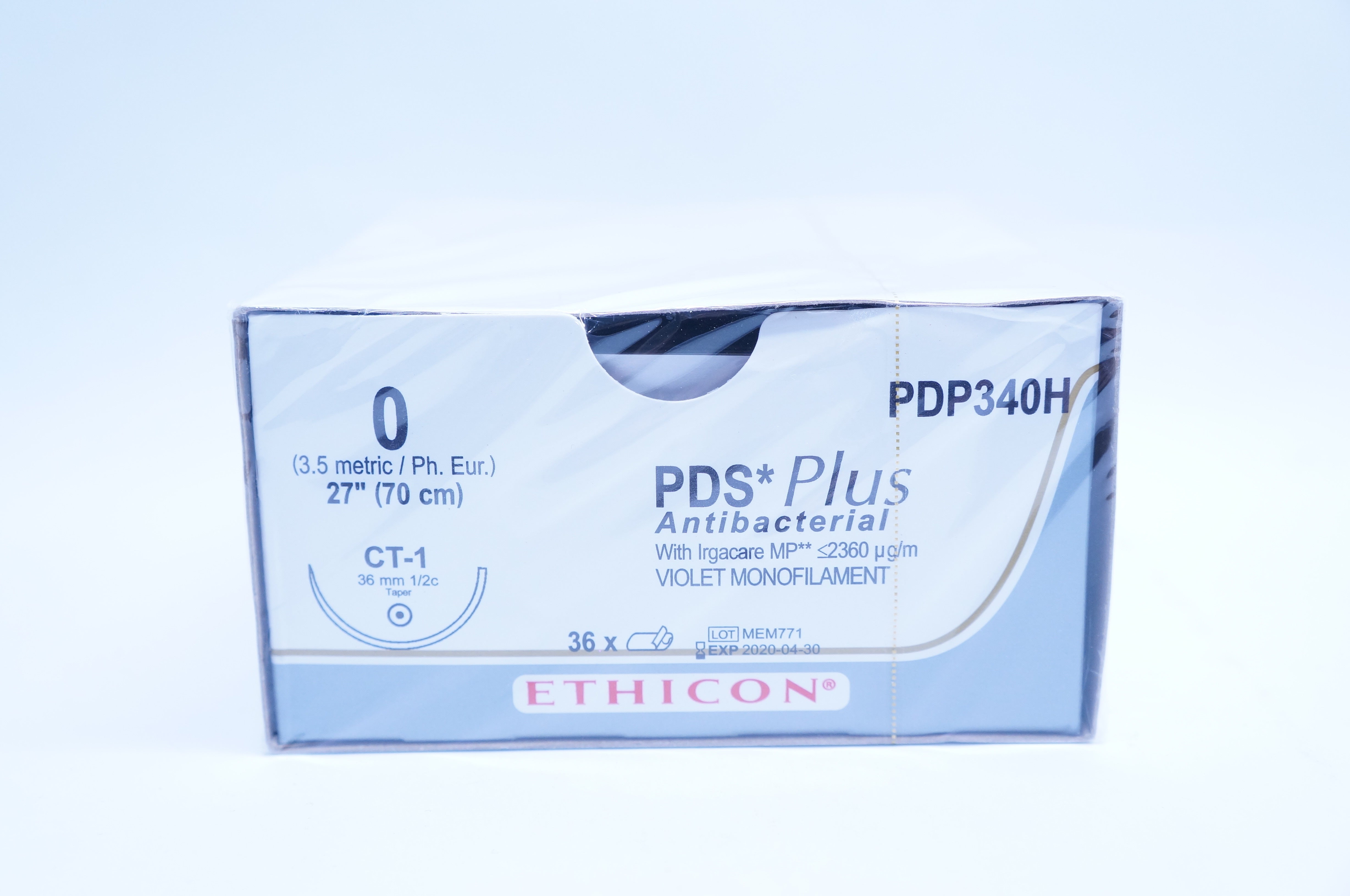 Ethicon PDP340H 0 PDS Antibacterial Stre.Violet Monofilament 27in -Box of 36 (x)