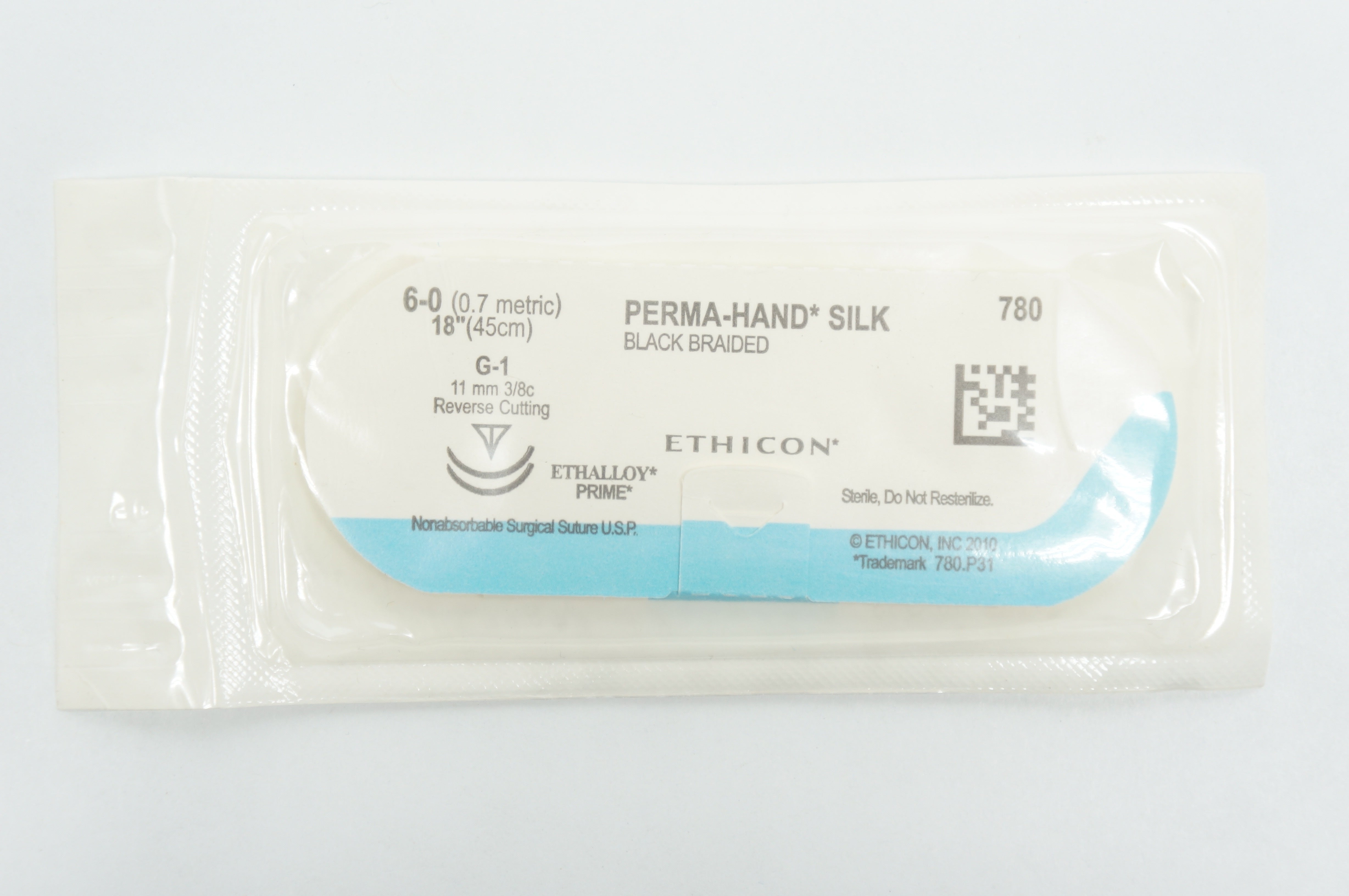 Ethicon 780 6-0 PERMA-HAND SILK, G-1, 11mm 3/8c Reverse Cutting, 18inch (x)