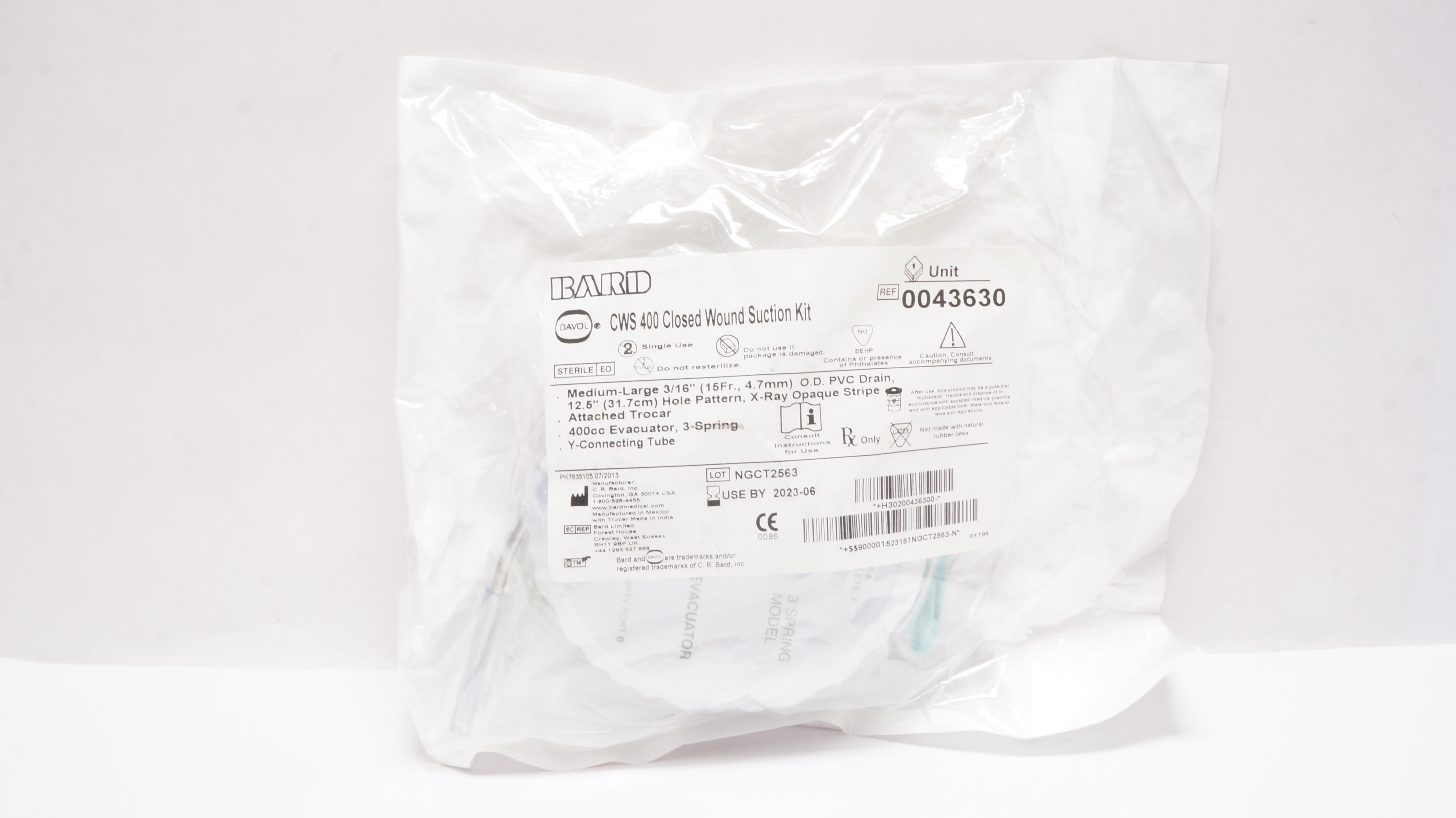 Bard 0043630 Davol CWS 400 Closed Wound Suction Kit (x)