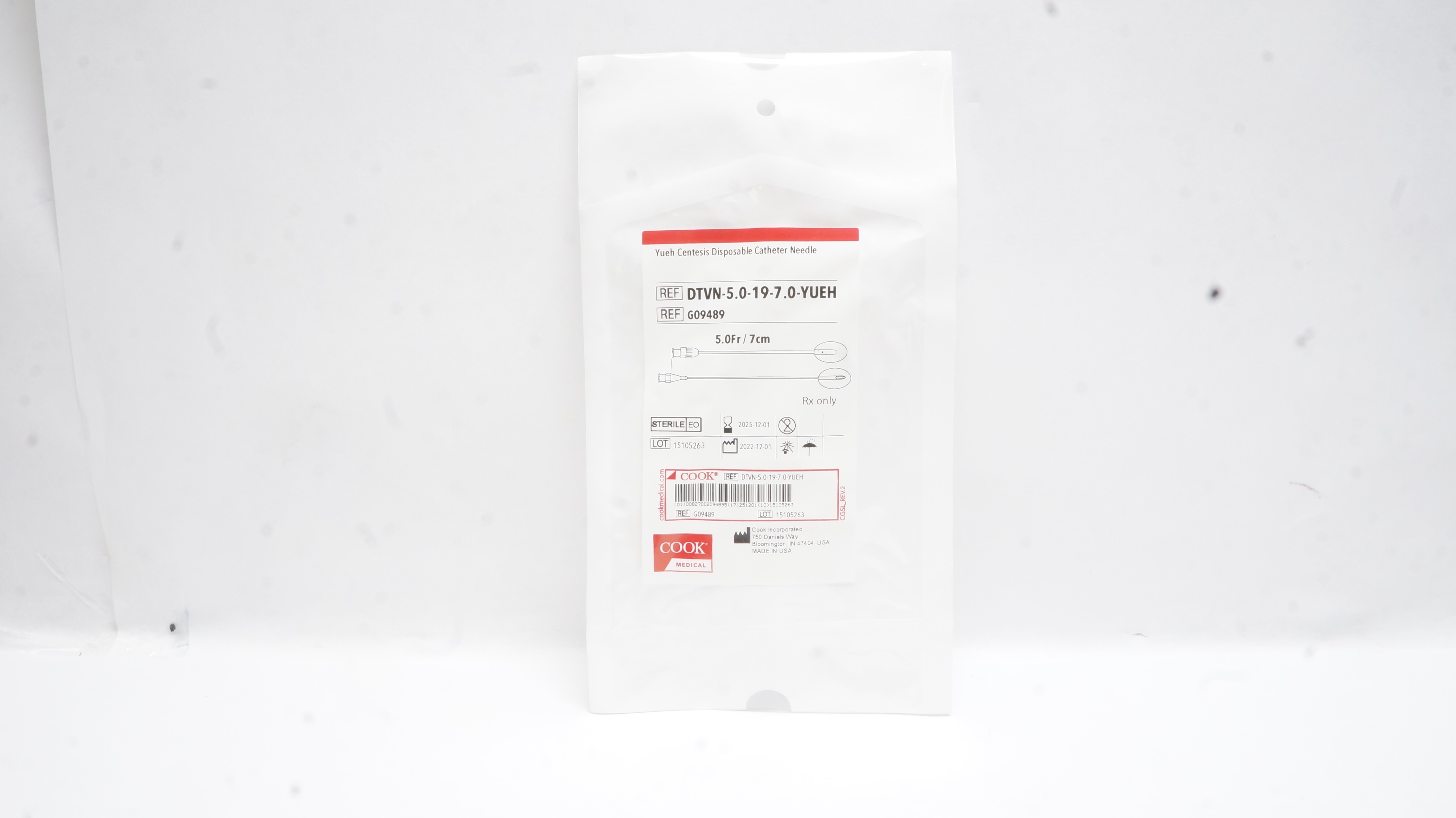 Cook Medical G09489 Yueh Centesis Disposable Cath. Ndle 5F x 7cm